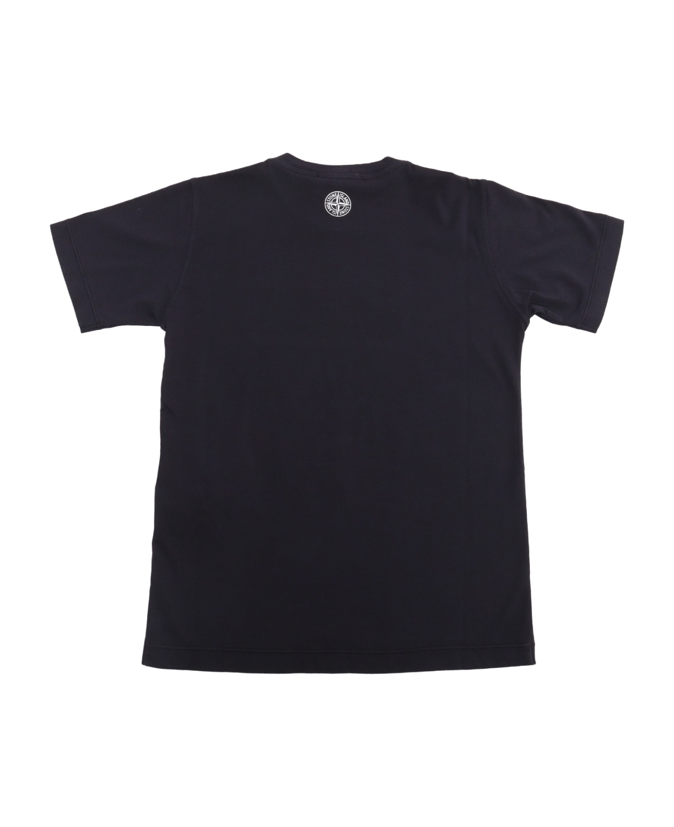 Stone Island Junior Black T-shirt With Prints - BLUE
