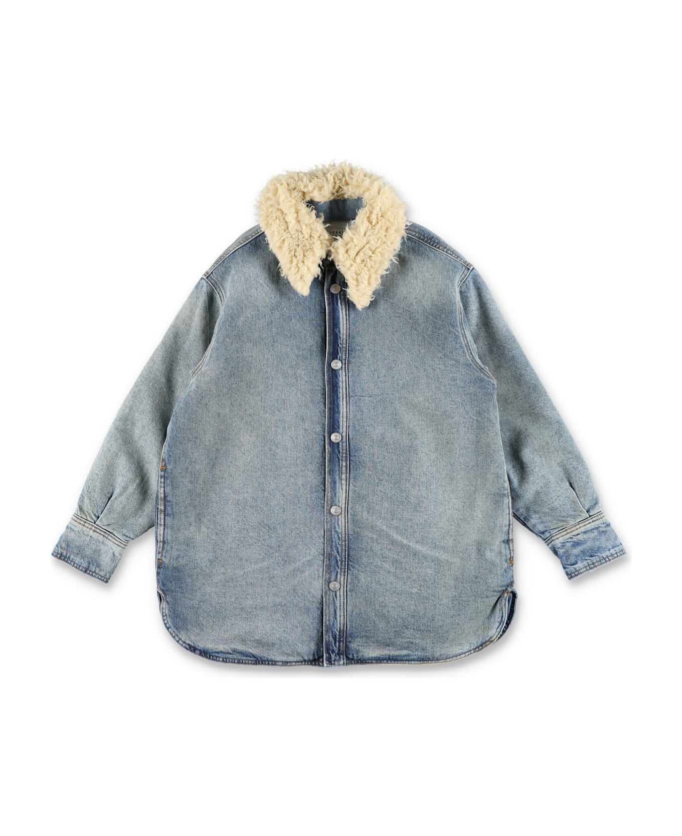 MM6 Maison Margiela Kid - Shearling-collar Denim Shirt Jacket - DENIM