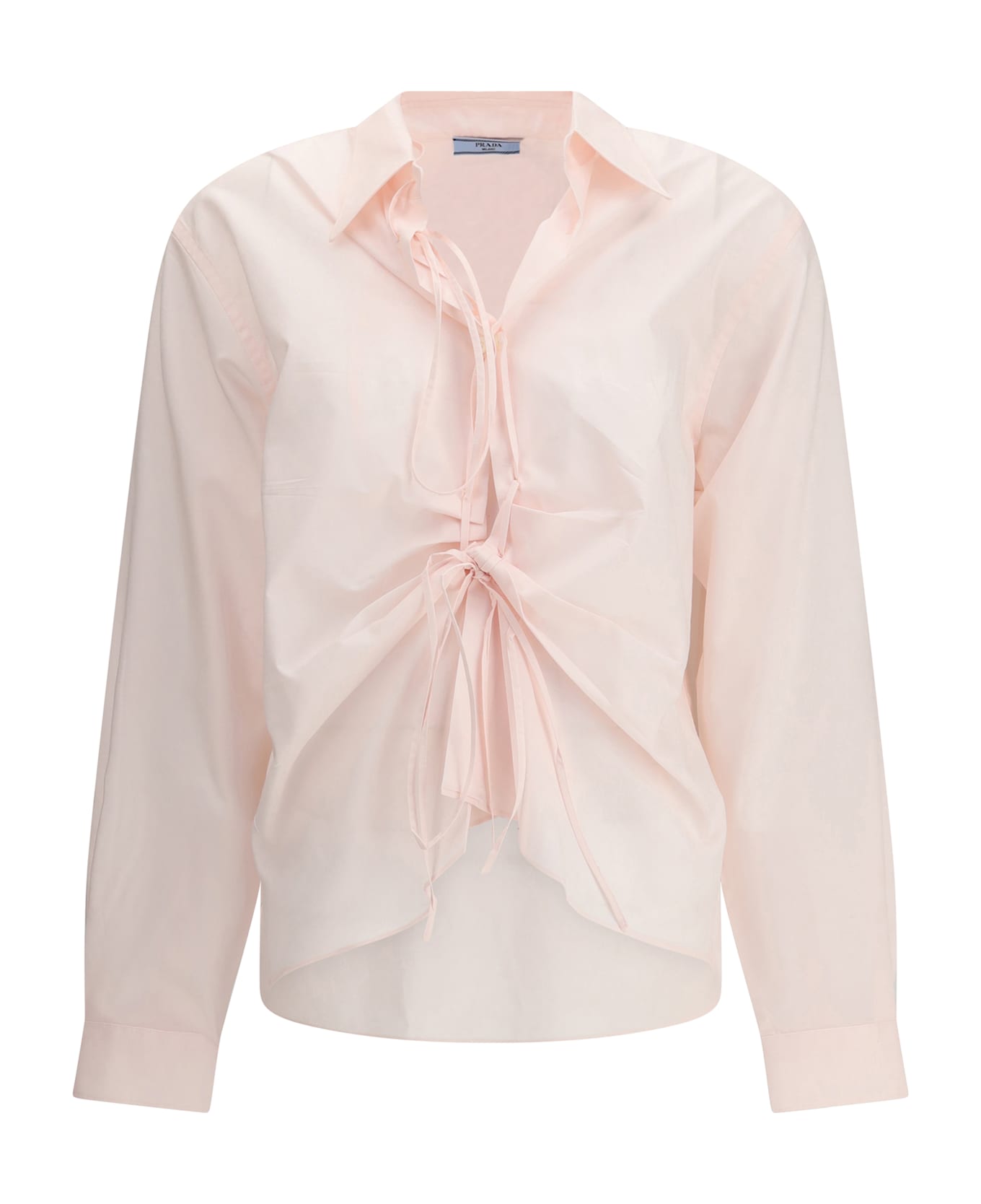 Prada Shirt In Cotton With A Ribbon Detail