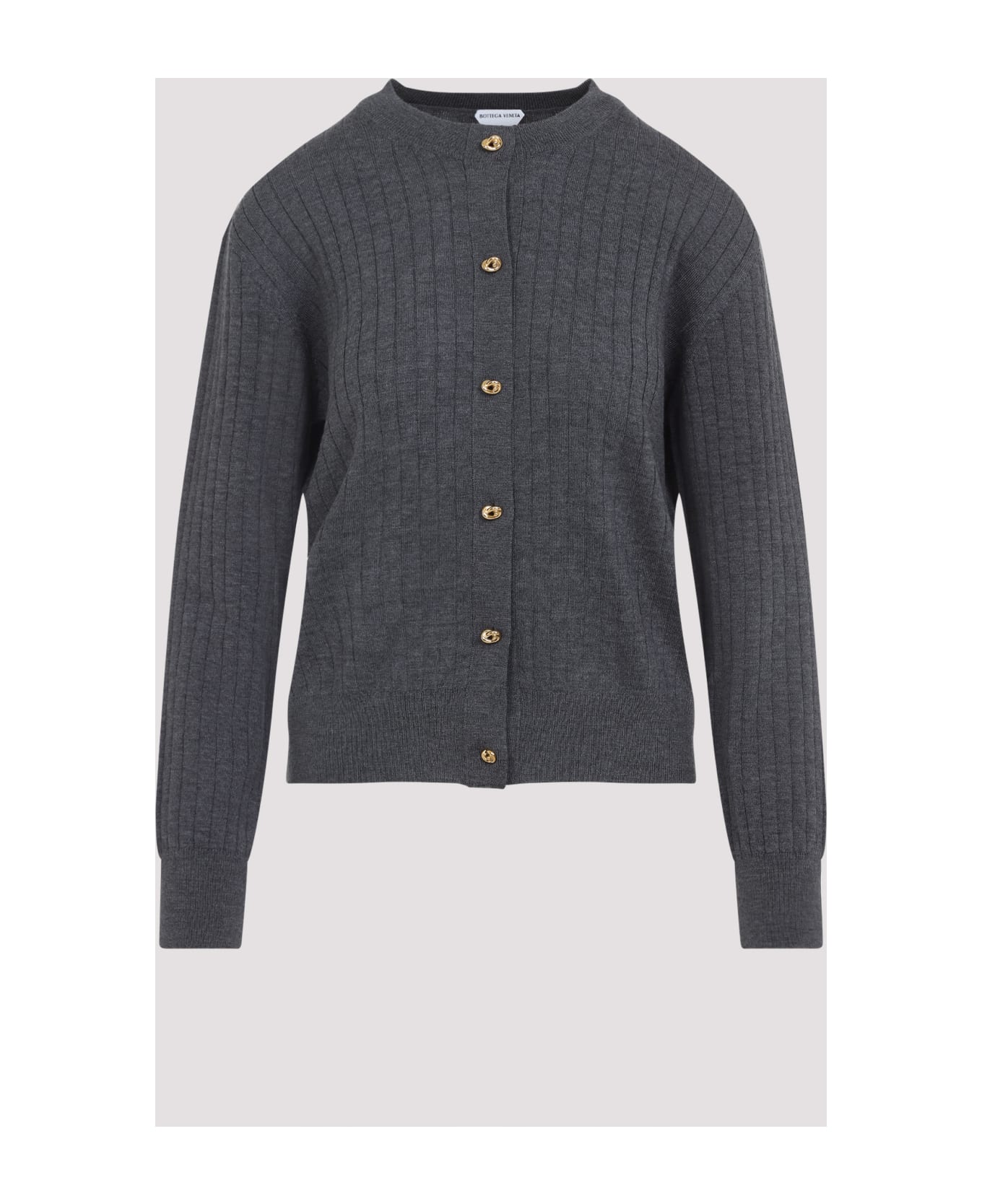 Bottega Veneta Wool Ribbed Cardigan - Antracite