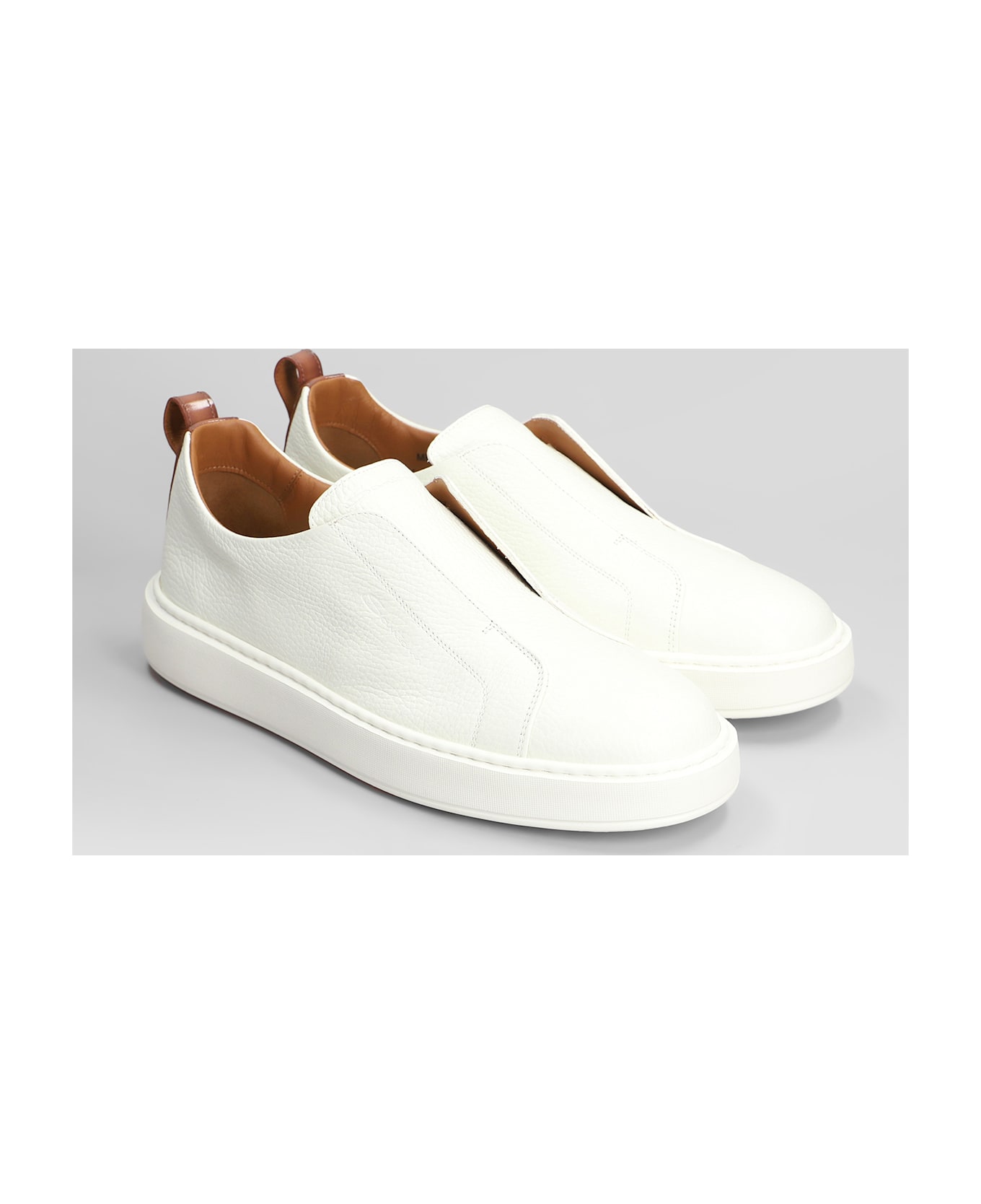 Santoni Victory Sneakers In White Leather - white