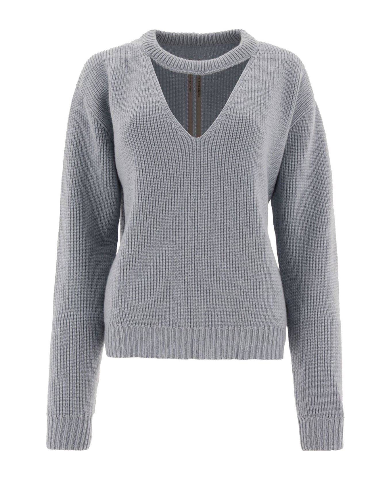 Rick Owens Eclipse V-neck Jumper - PALE BLUE