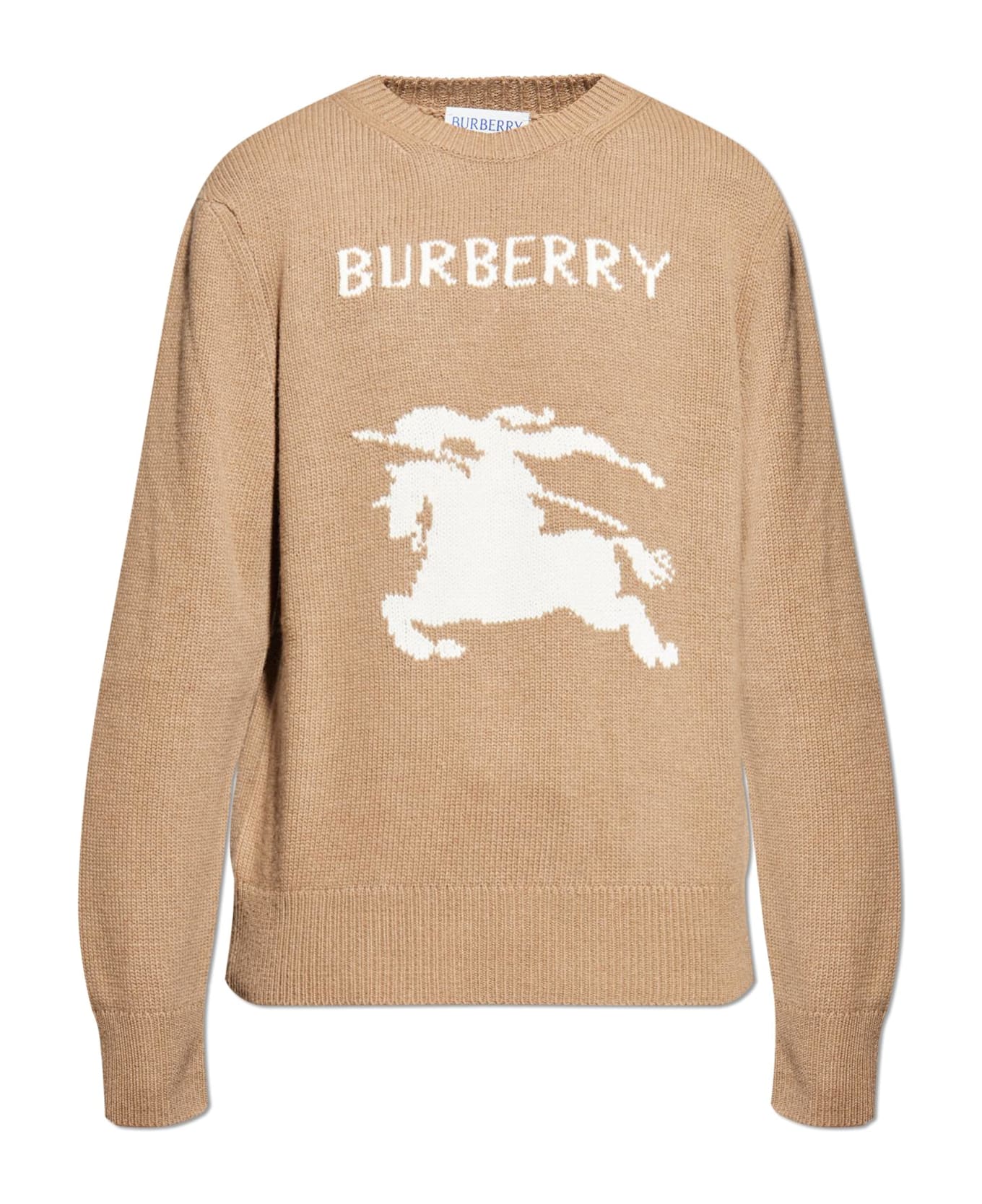 Burberry Wool Sweater With Logo - Brown
