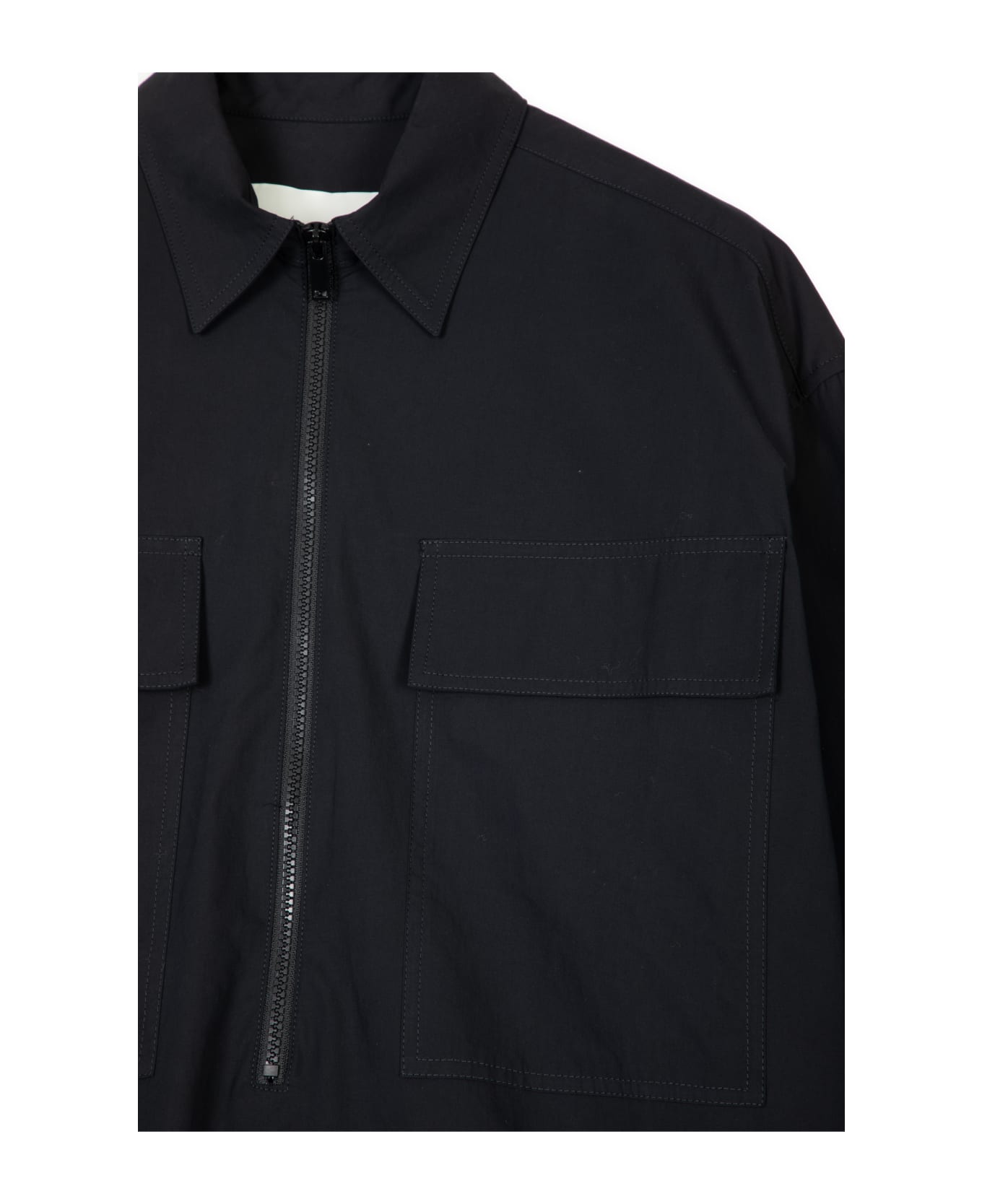Studio Nicholson Half Zip Shirt Dark blue cotton half zip shirt - Fann - Blu scuro
