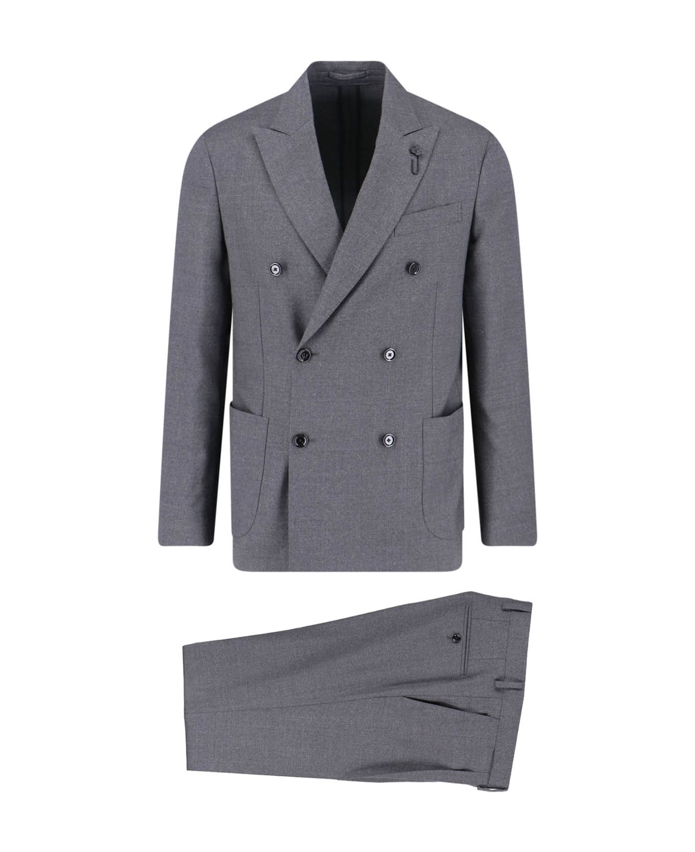 Lardini Double-breasted Virgin Wool Suit - Gray スーツ