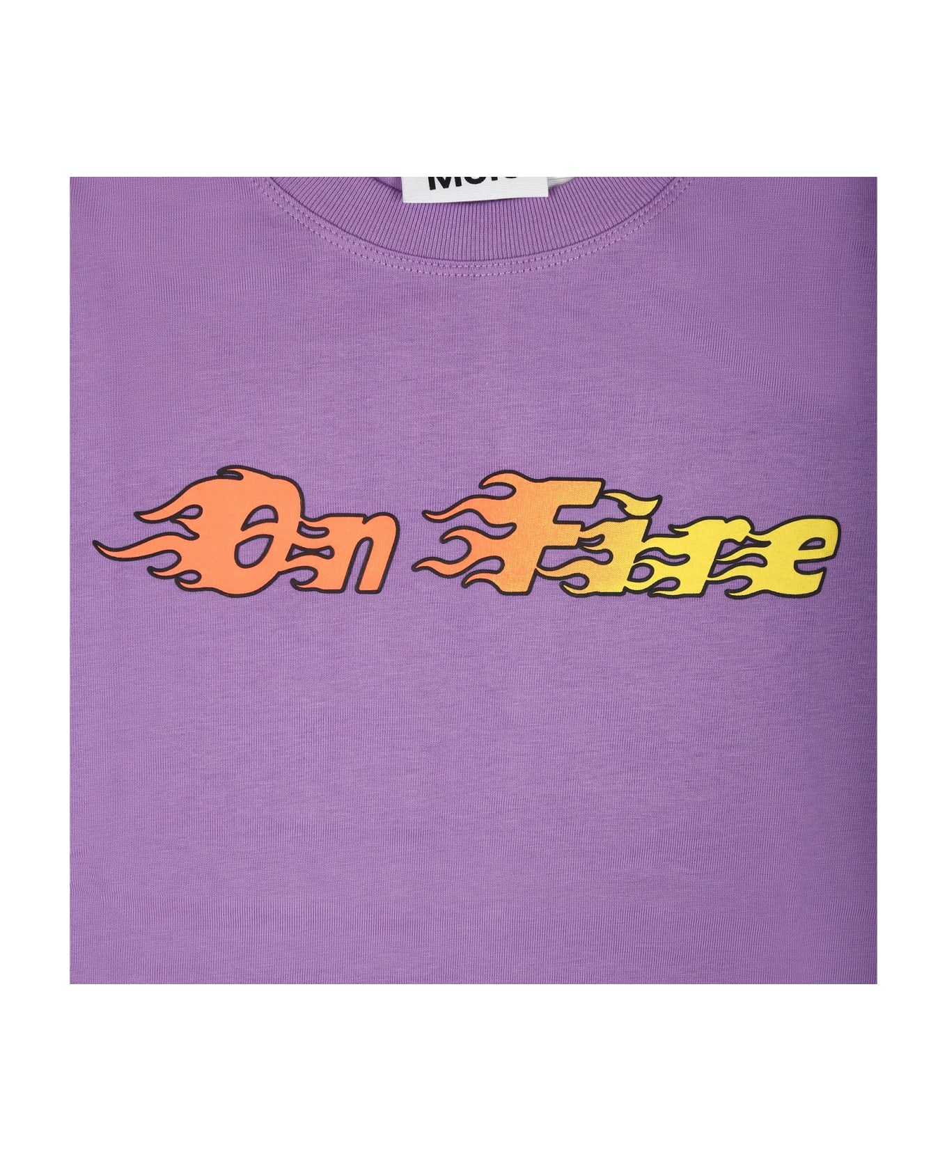 Molo Purple T-shirt For Boy With Writing - Violet Tシャツ＆ポロシャツ