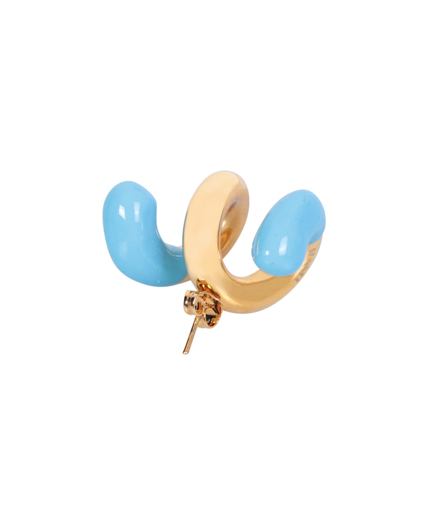 Sunnei Fusillo Rubberized Gold/ Light Blue Earrings - Blue