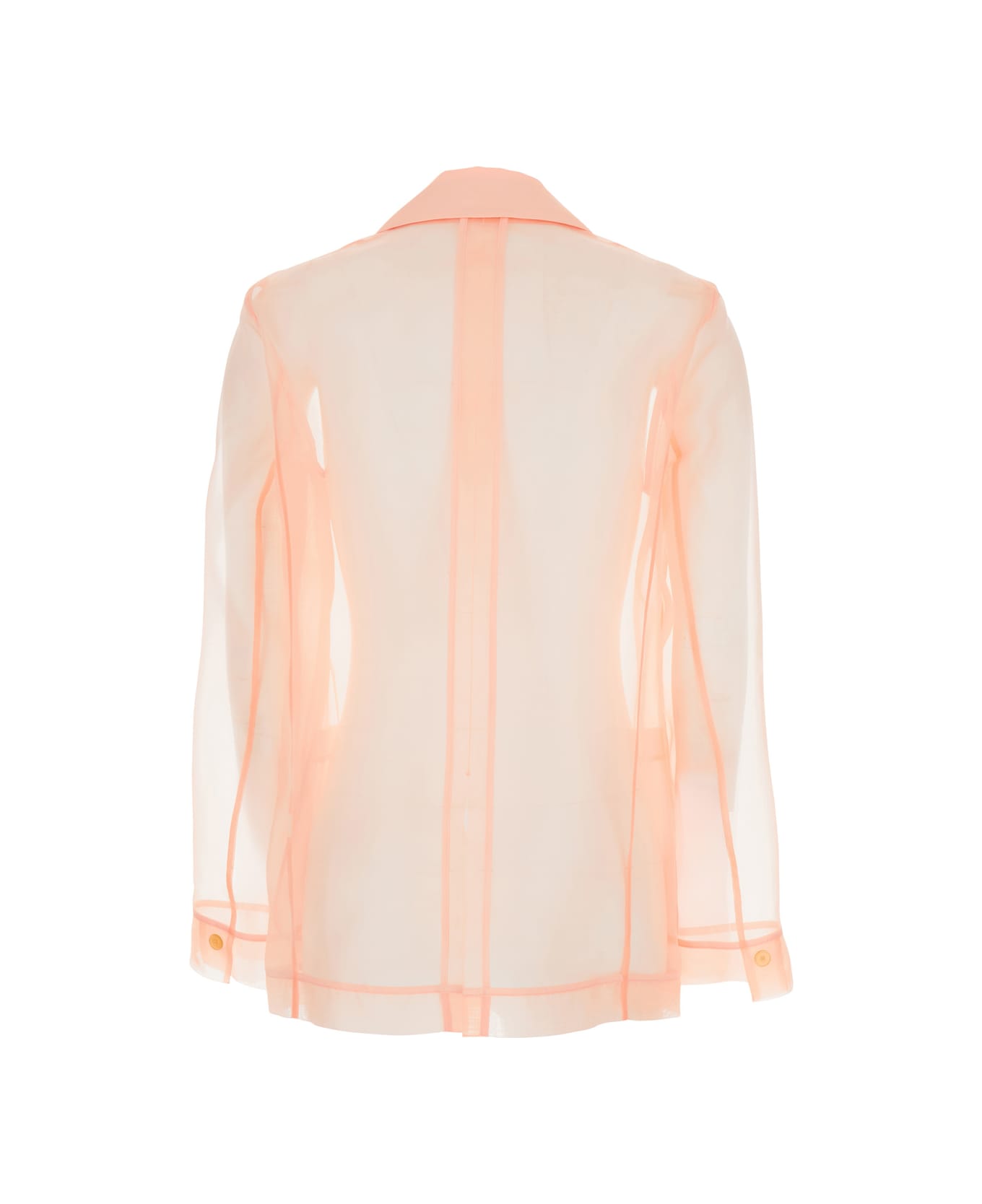 Forte_Forte Pink Jacket With Classic Lapels And Patch Pockets On The Front In Semi-transparent Silk Woman - Pink