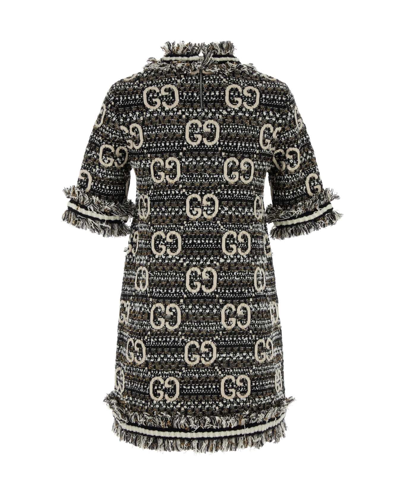 Gucci Embroidered Bouclã© Mini Dress - BLACKIVORYMC