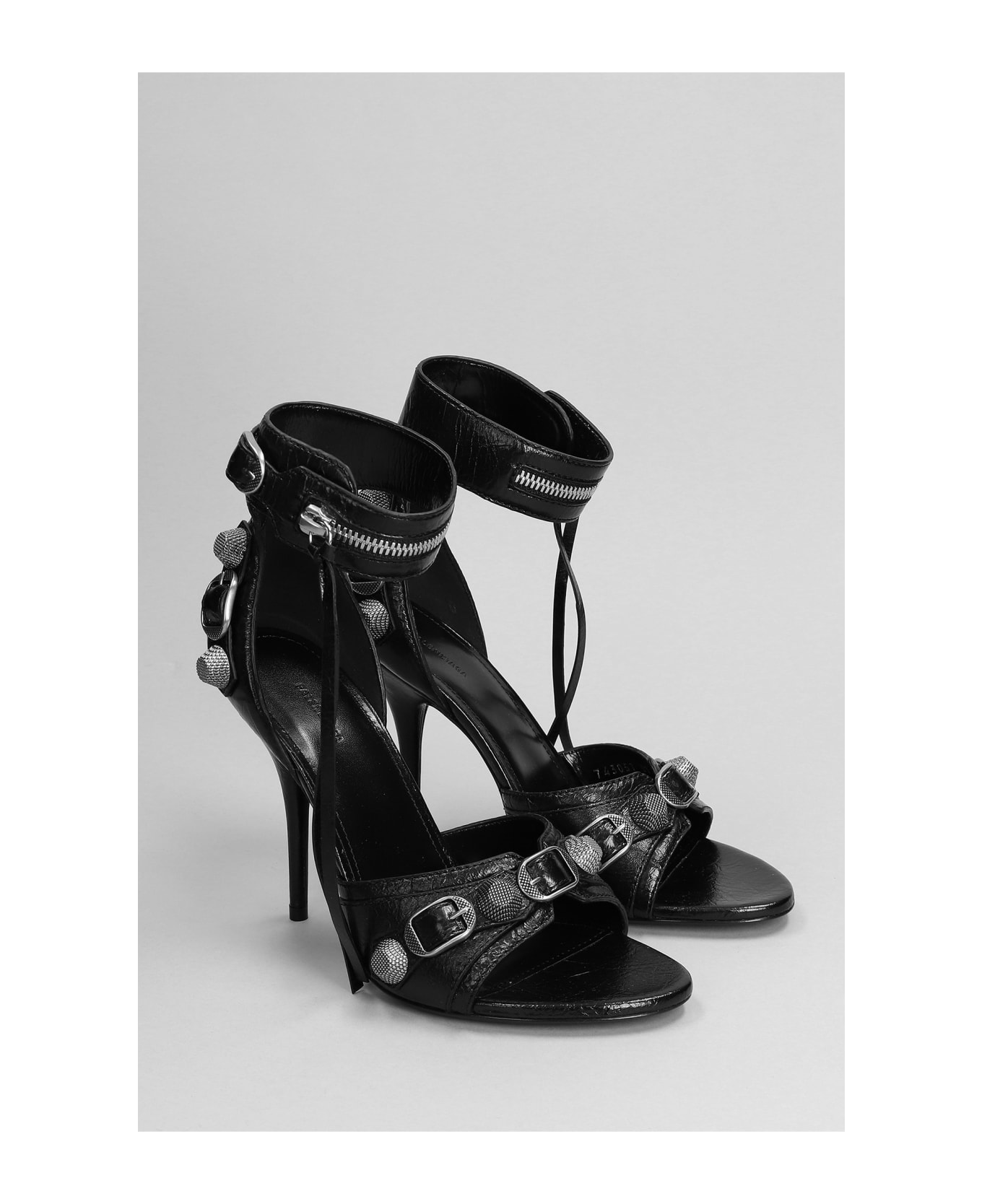 Balenciaga Cagole Sandals In Black Leather - black