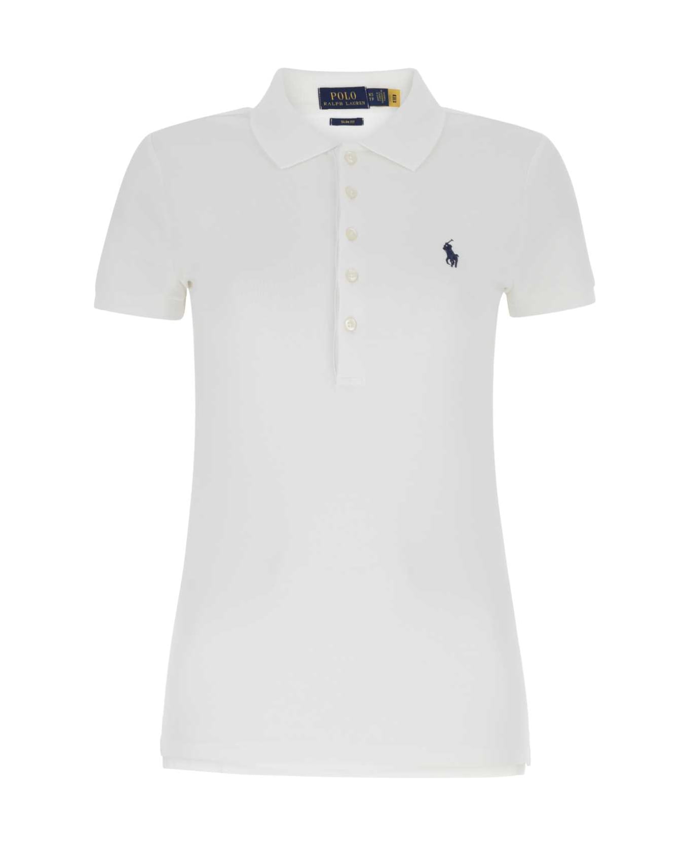 Polo Ralph Lauren White Stretch Piquet Polo Shirt - White ポロシャツ