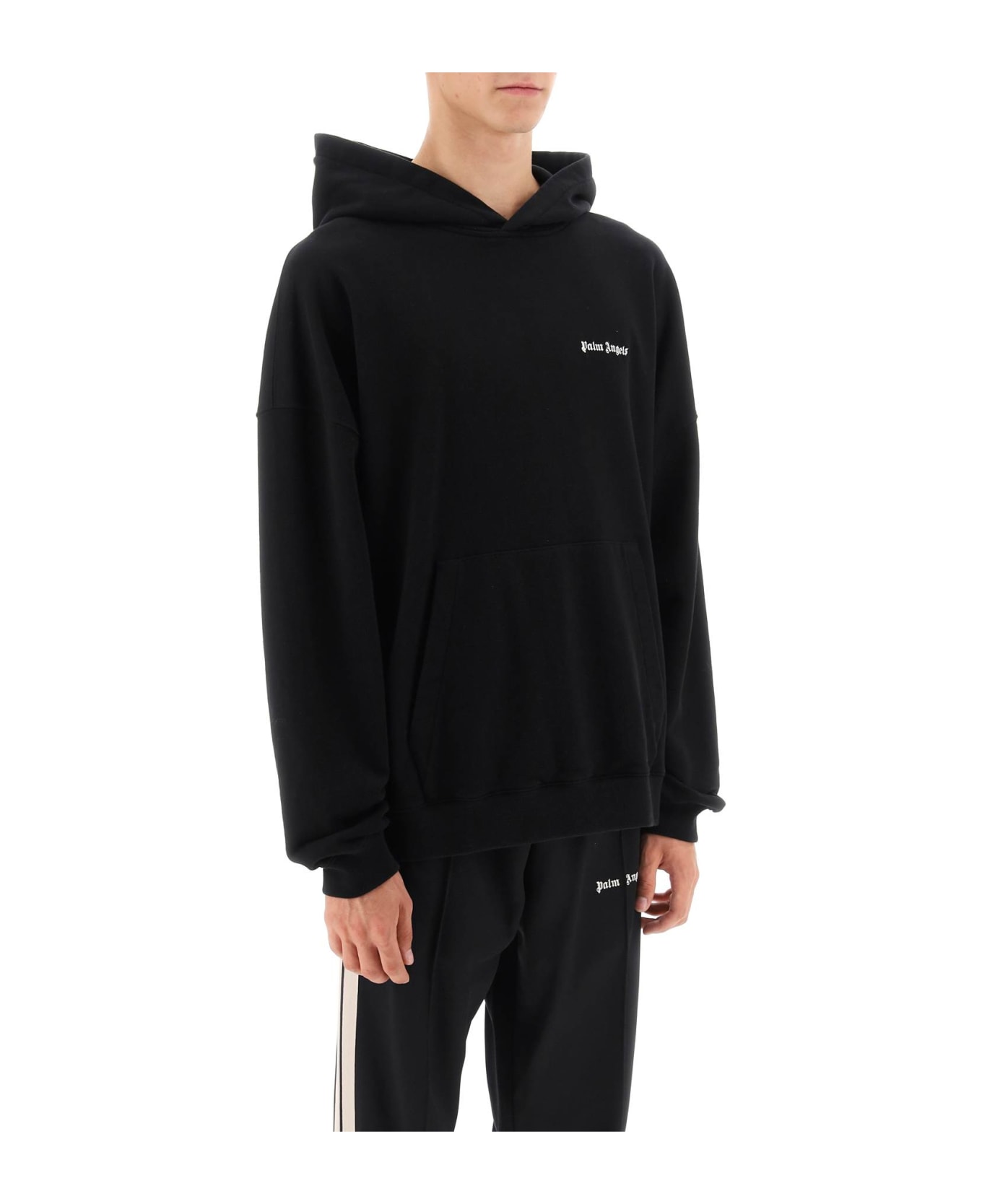 Palm Angels Embroidered Logo Hoodie - Black