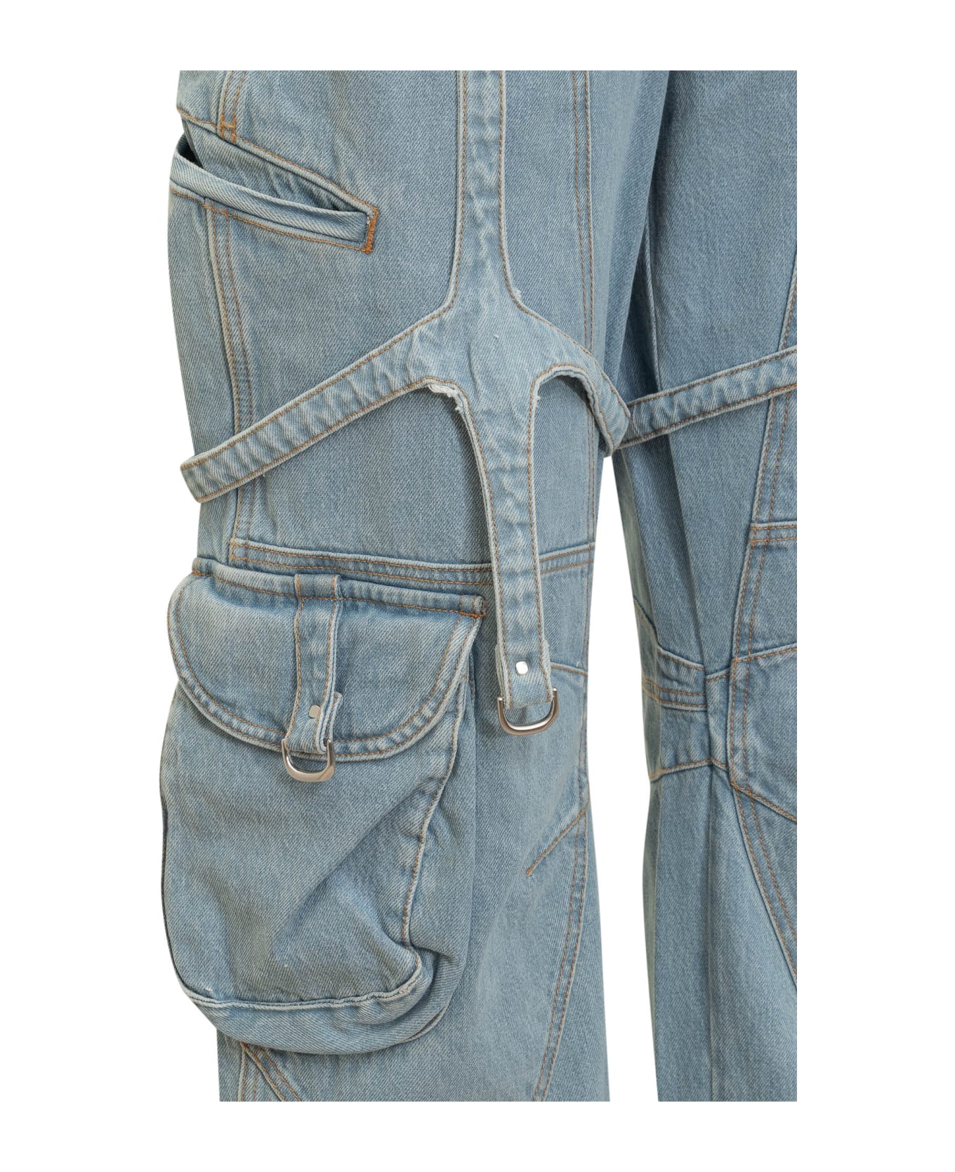 Off-White Bleached Cargo Jeans - LIGHT BLUE