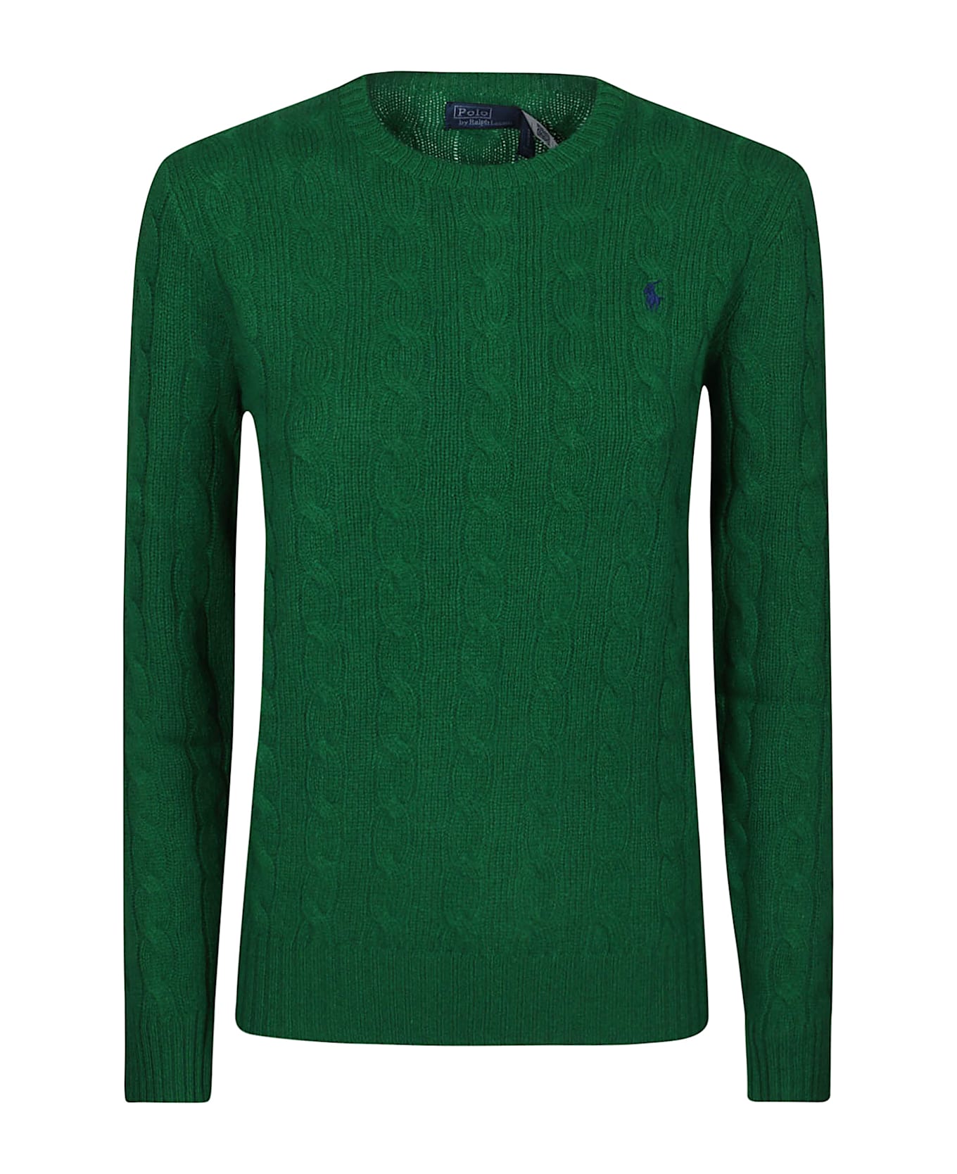 Polo Ralph Lauren Green Wool And Cashmere Braided Sweater - Green