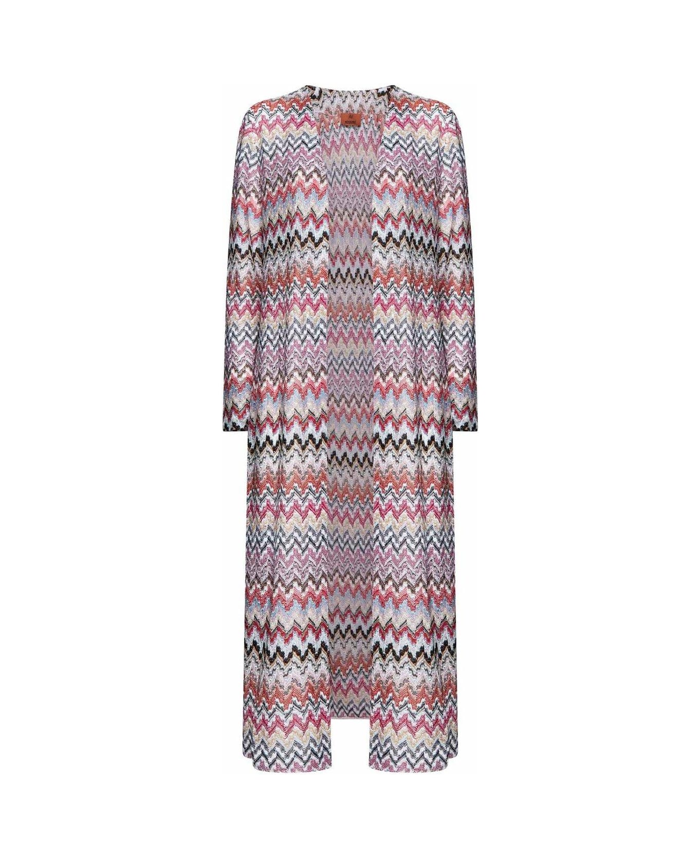 Missoni All-over Patterned Long-sleeved Cardigan - Pink