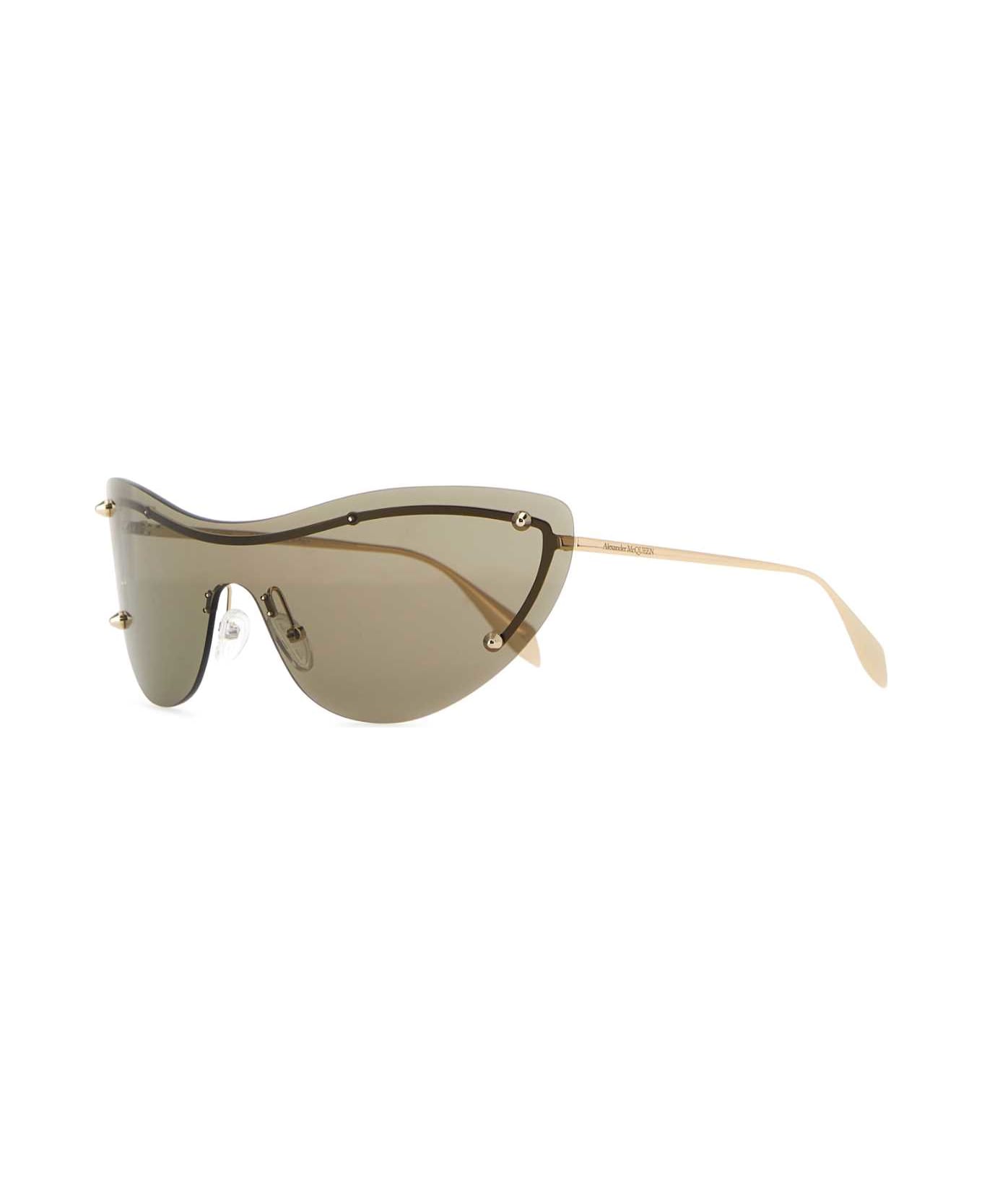 Alexander McQueen Gold Metal Spike Studs Sunglasses - GOLD-GOLD-BROWN サングラス