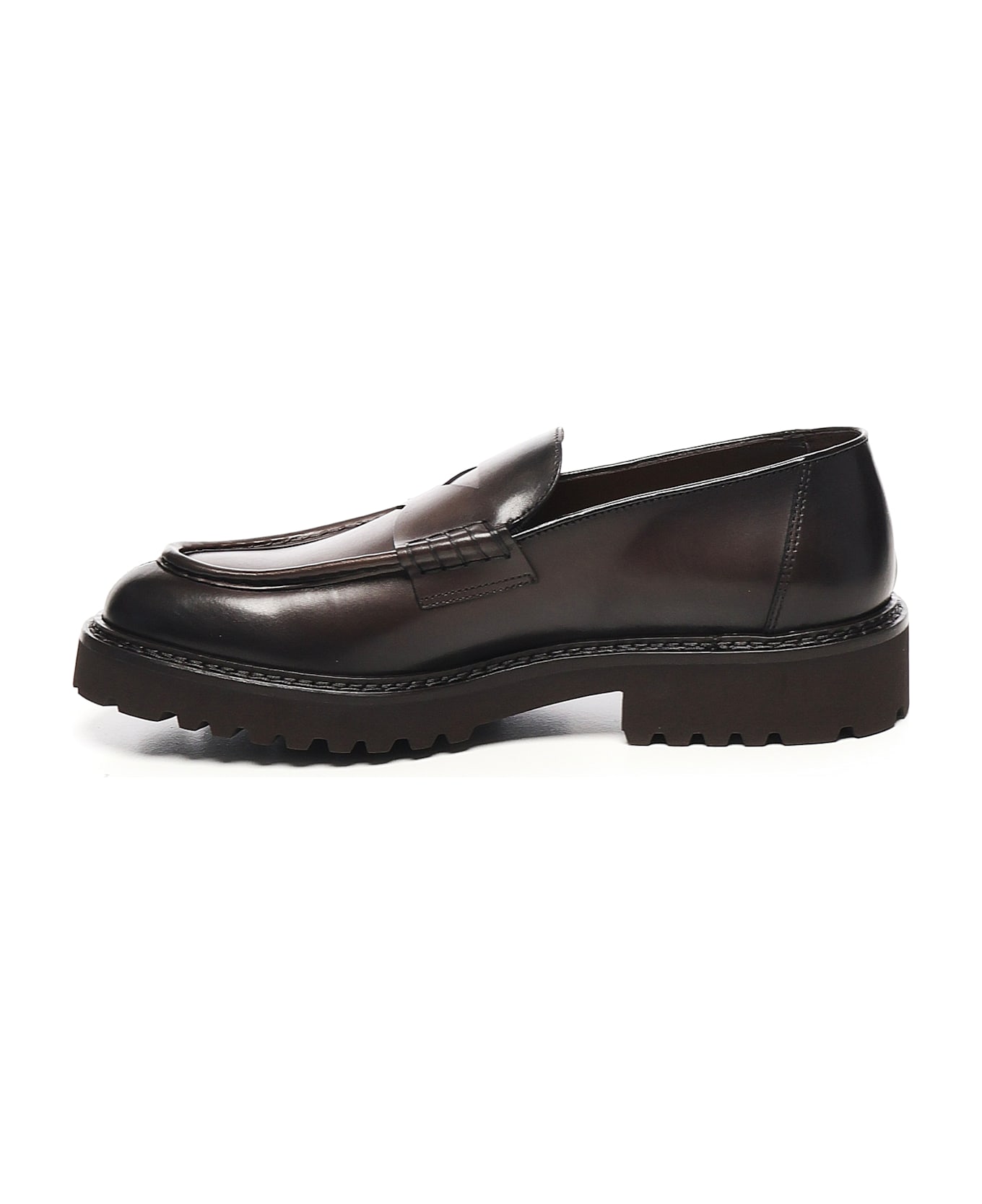 Doucal's Penny Leather Loafer - DARK BROWN