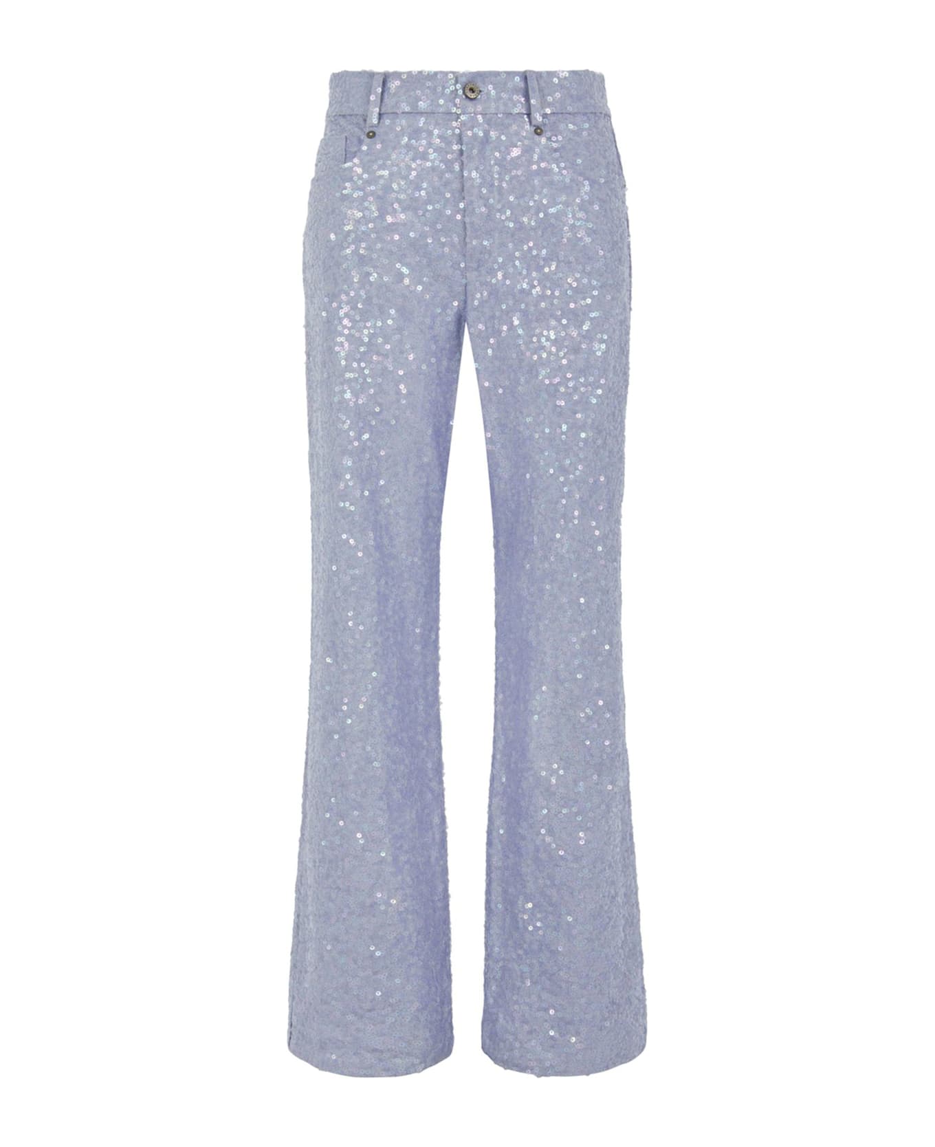 Parosh Periwinkle Blue Sequined Pants - Glicine