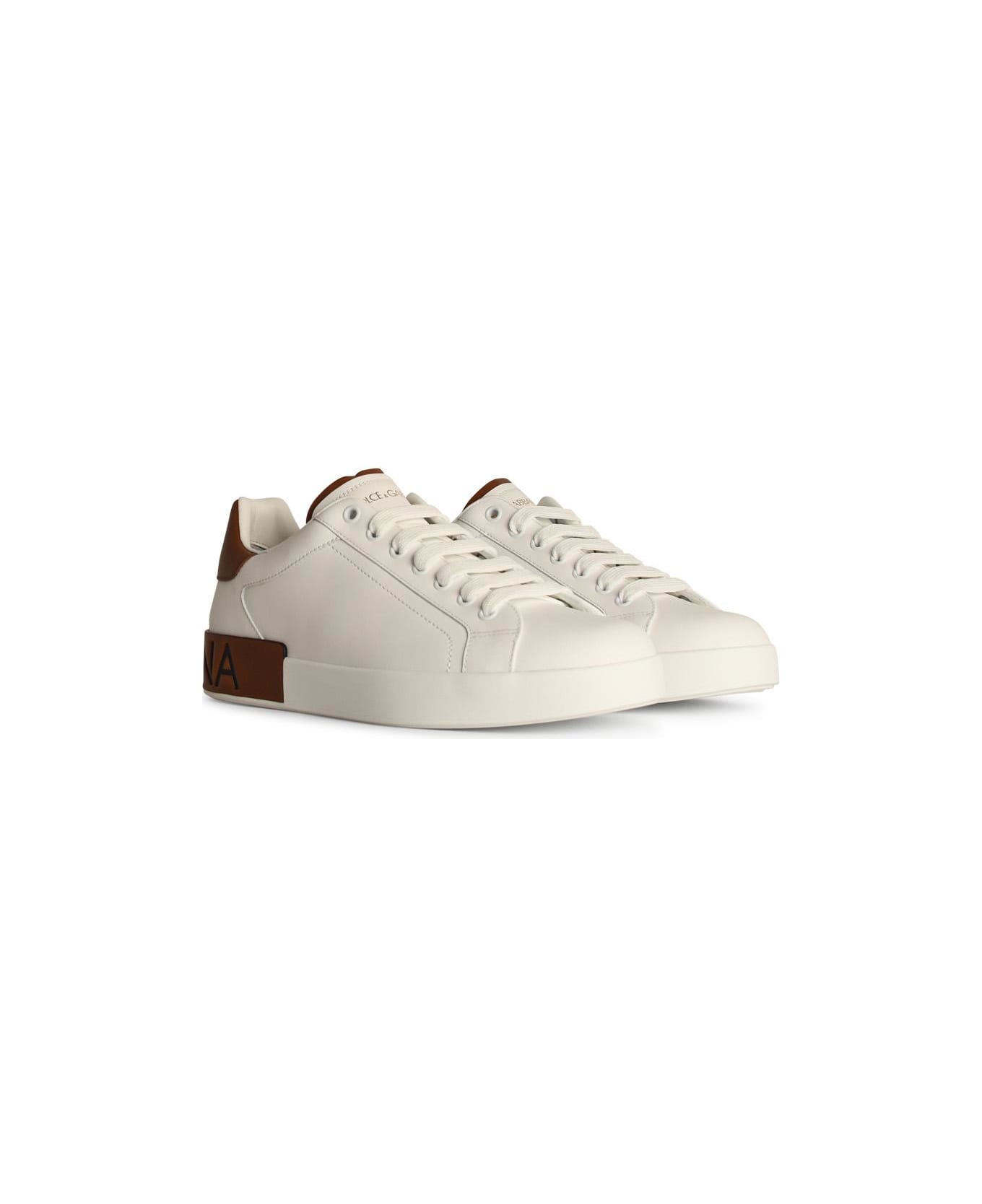 Dolce & Gabbana 'portofino' White Leather Sneakers - White