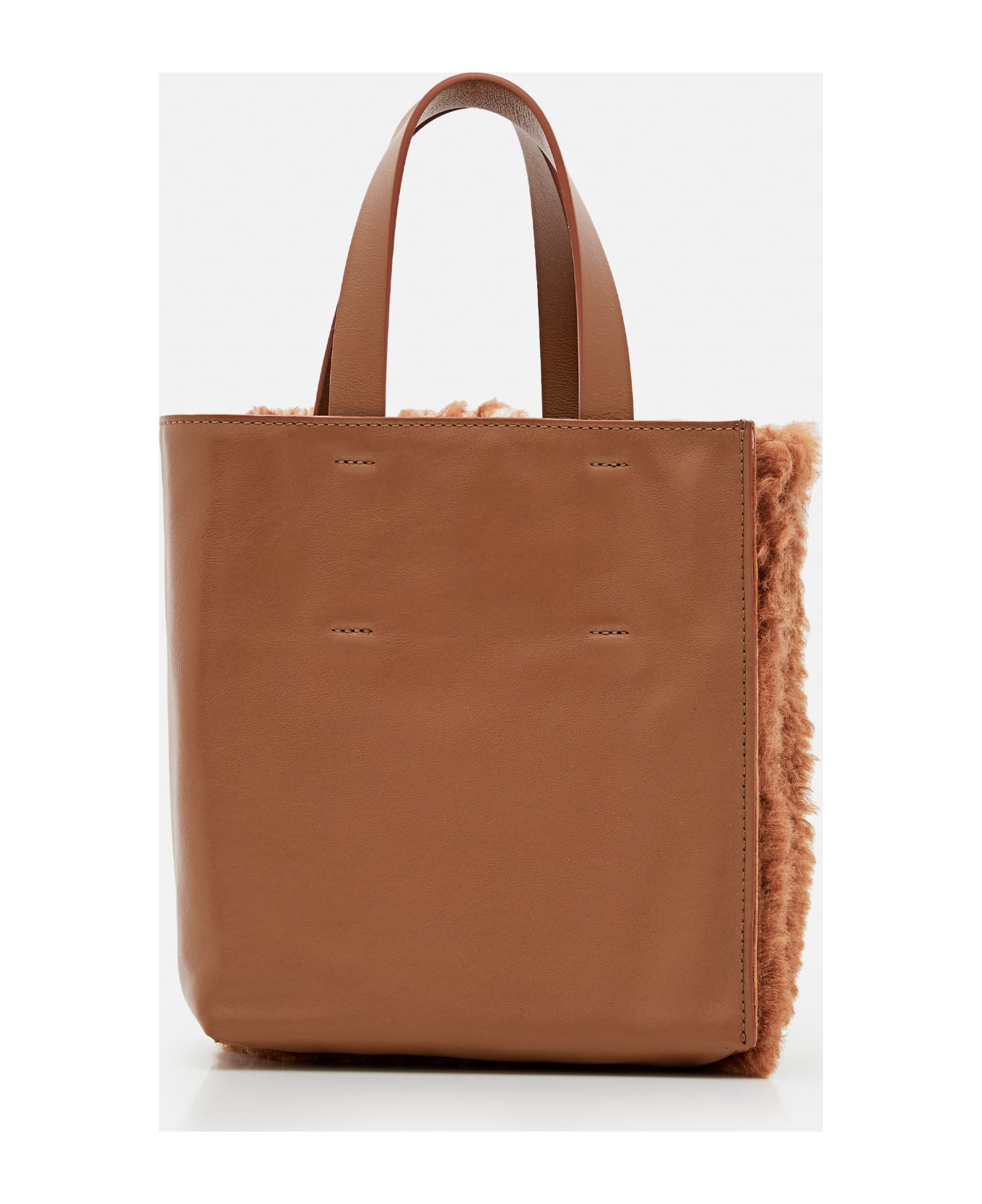 Marni Shearling Museo Soft Mini Tote Bag - Bisquit トートバッグ