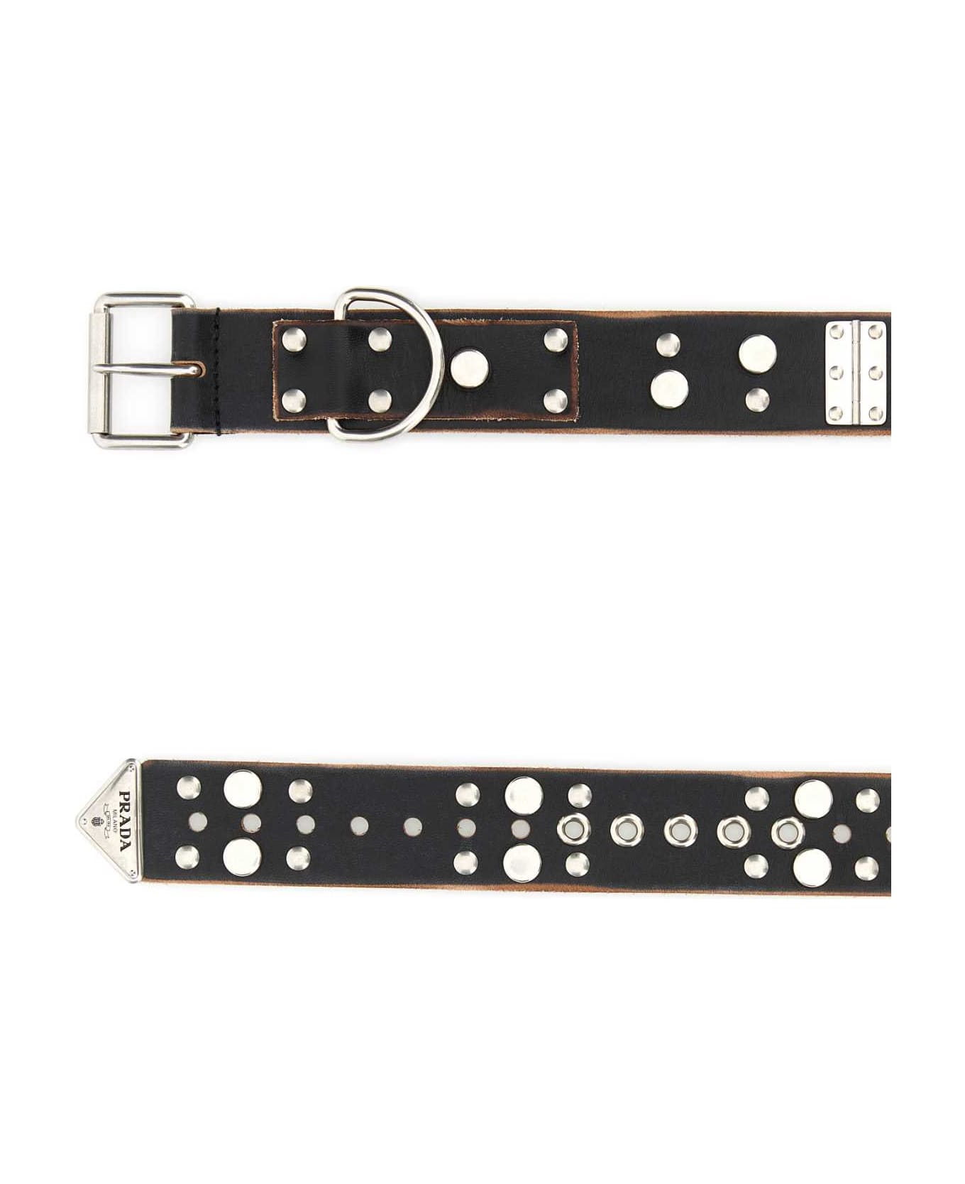 Prada Black Leather Belt - NERO