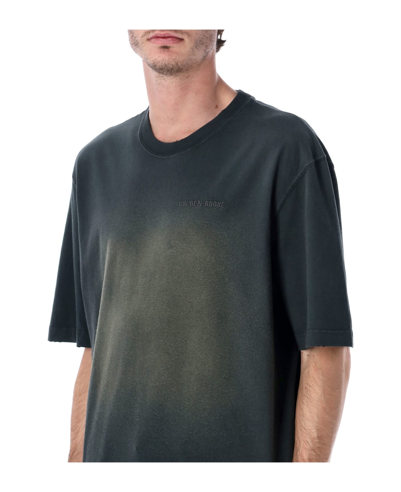 Golden Goose Black Cotton Logo T-shirt - BLEACHED WASHED BLACK