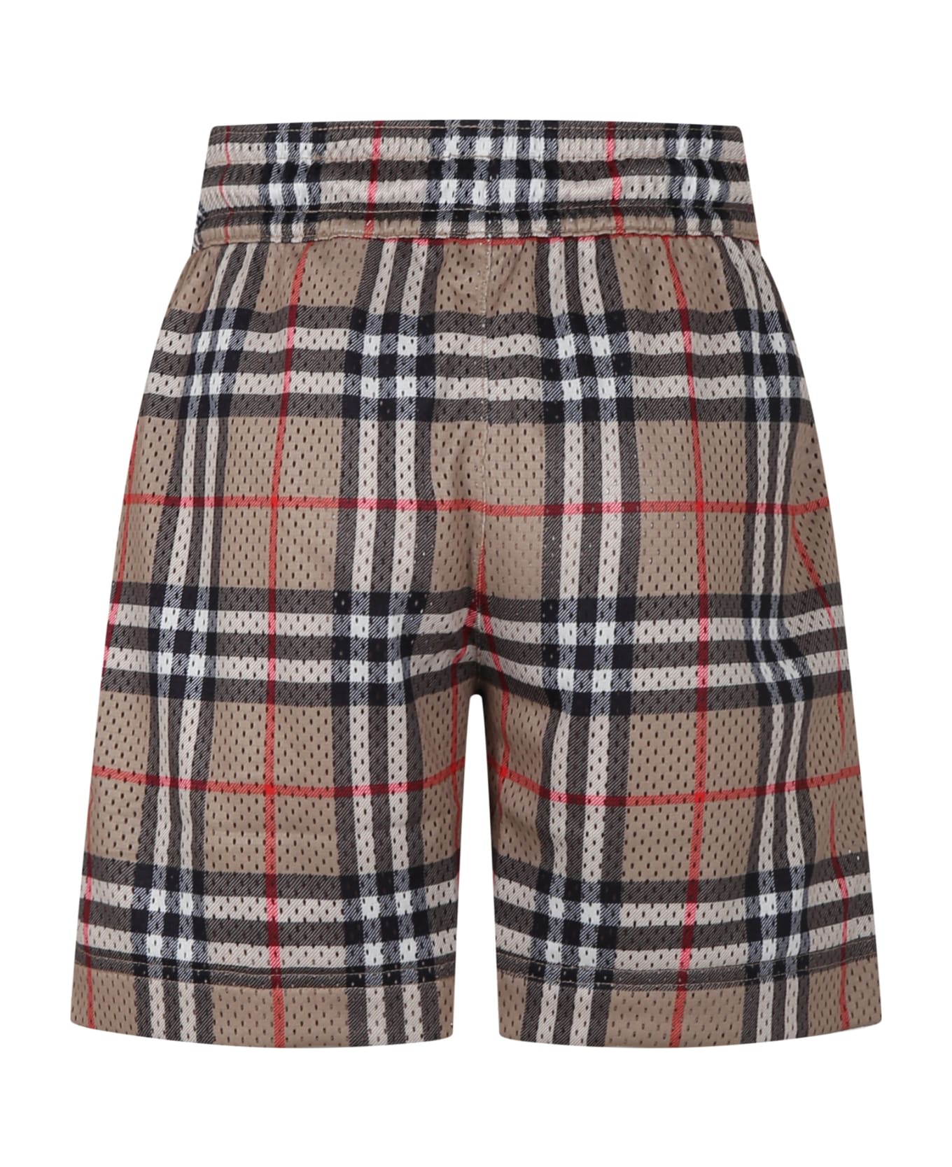 Burberry Beige Sports Shorts For Boy With Iconic Vintage Check - Archive beige ip chk