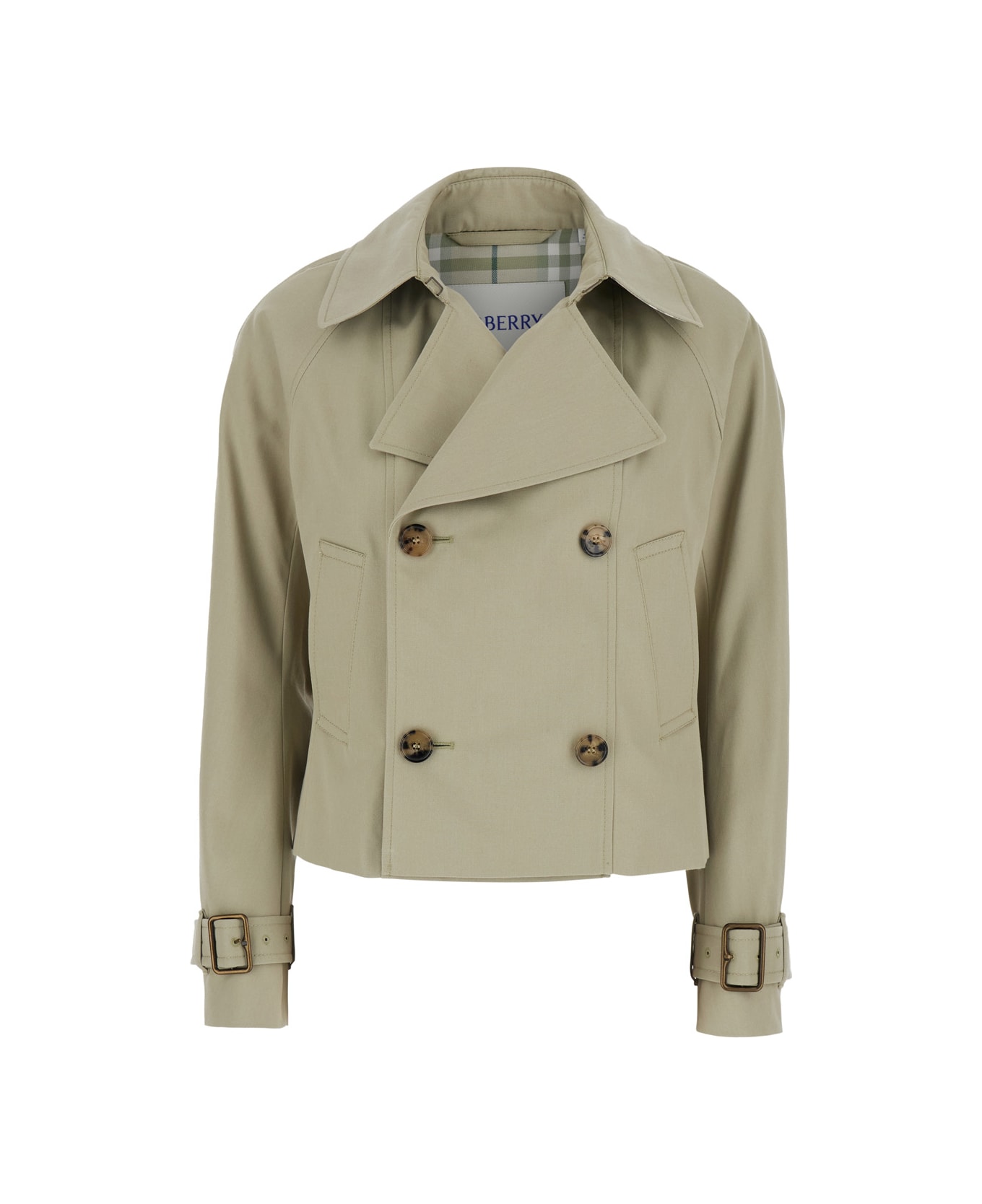 Burberry Grey Double-breasted Jacket With Notched Collar And Belted Cuffs In Cotton Blend Woman - Grey