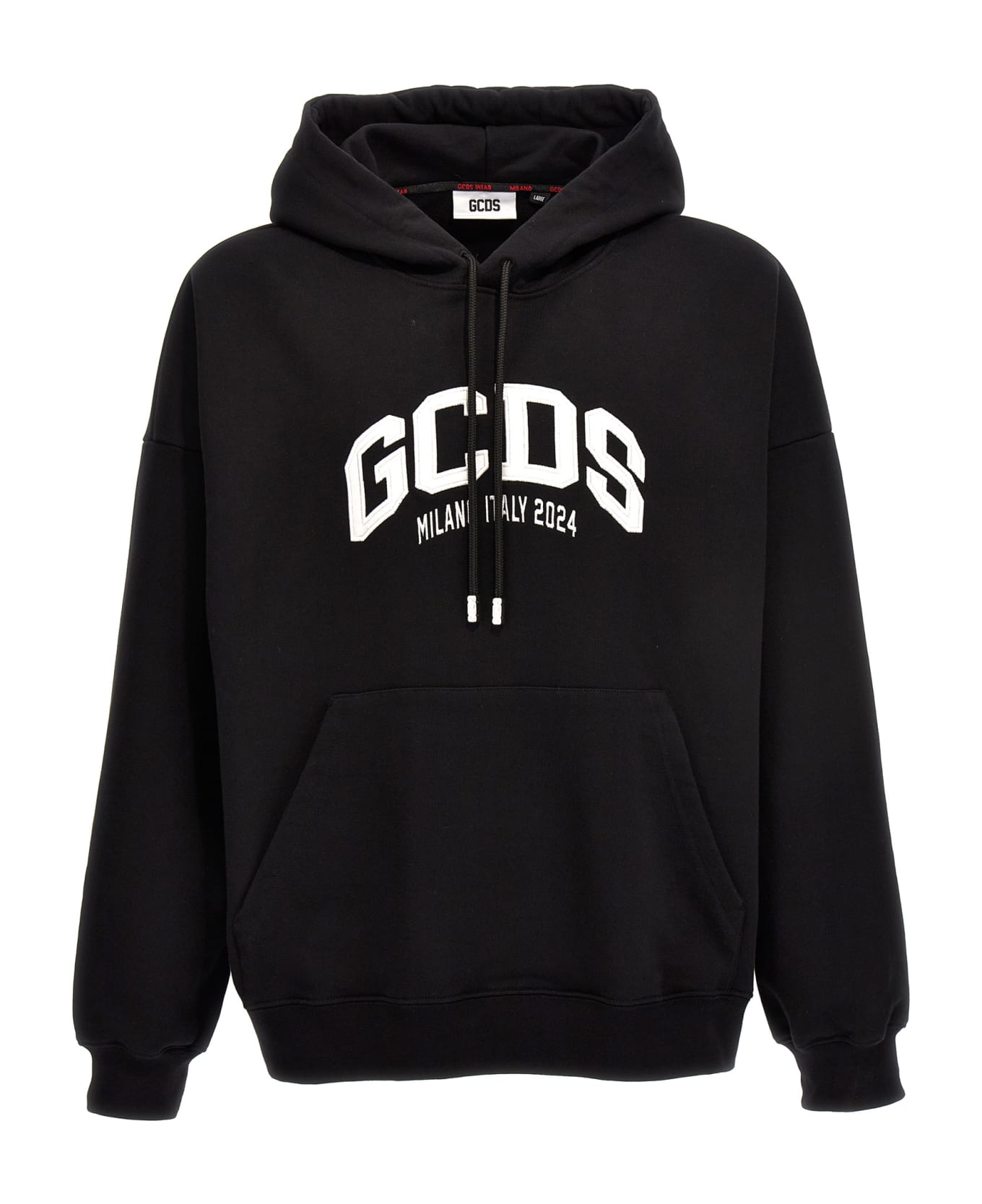 GCDS Logo Embroidery Hoodie - White/Black フリース