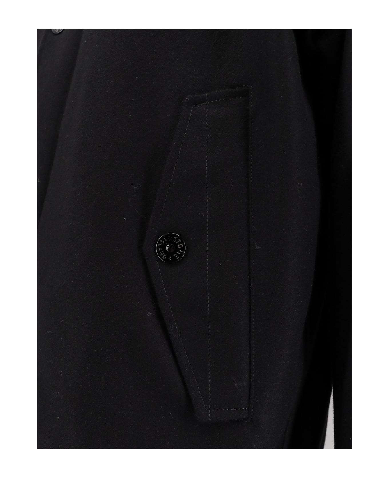 Stone Island Wool Blend Padded Parka Jacket - Black