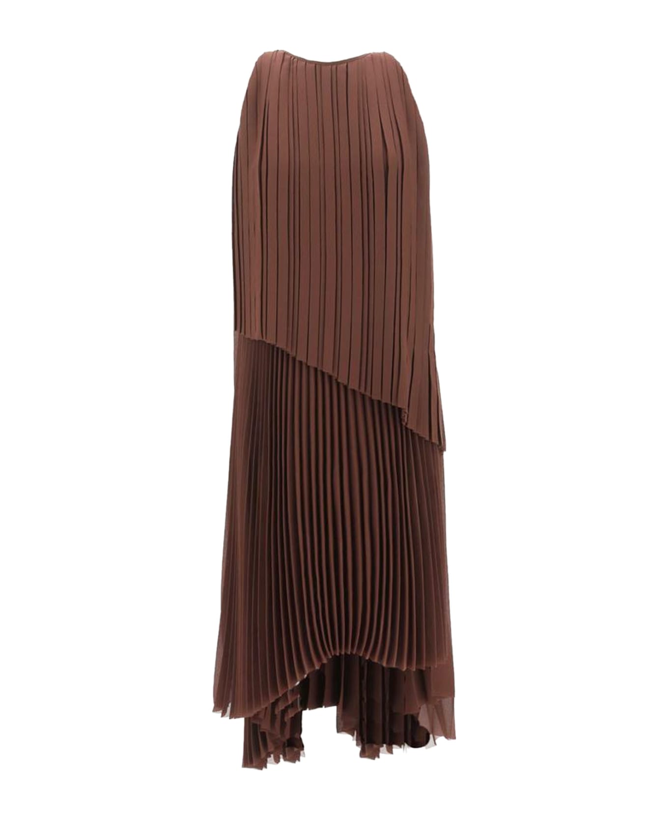 Fabiana Filippi Long Pleated Dress - MARRONE