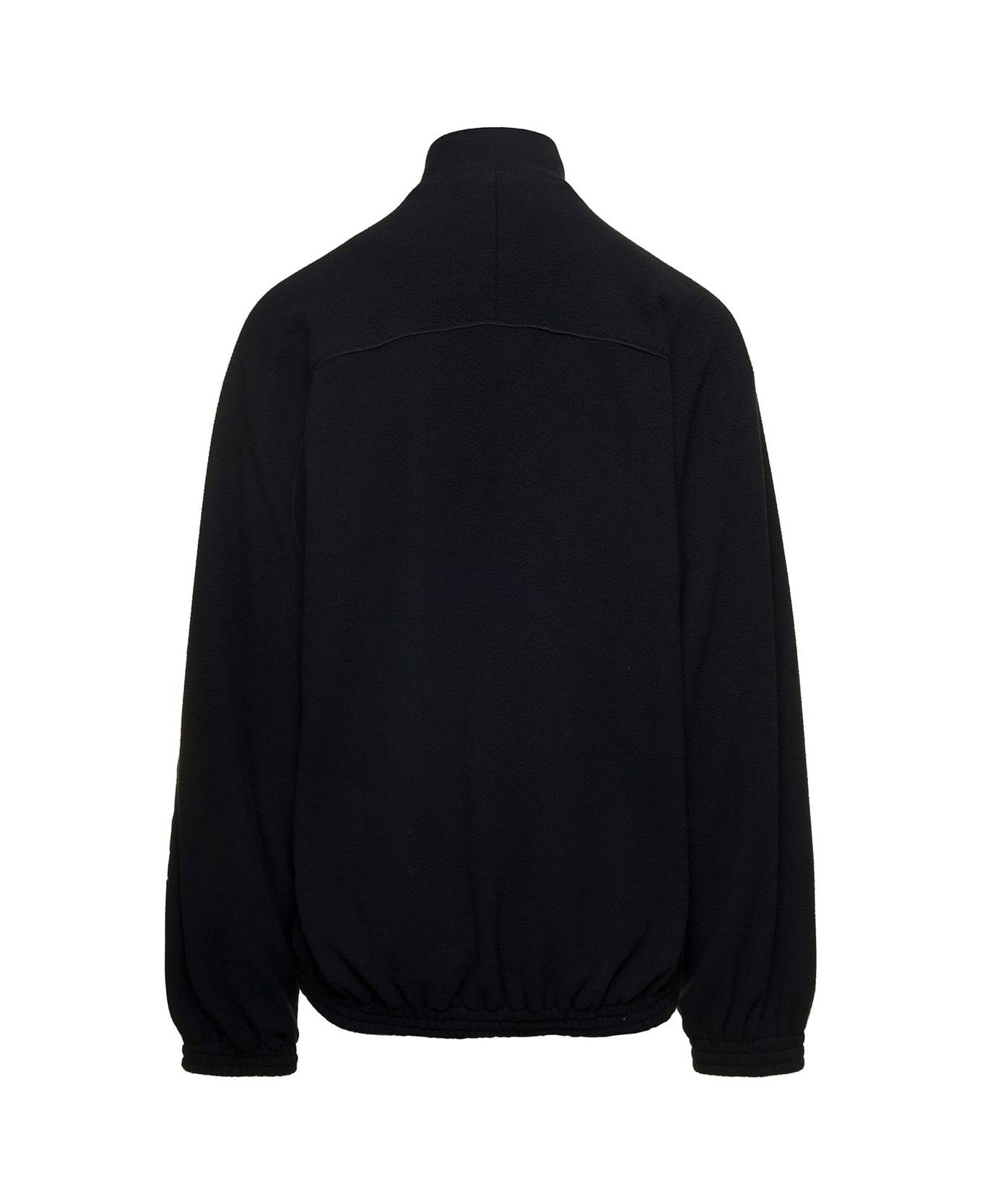 Balenciaga Fleece Jacket With Logo - BLACK