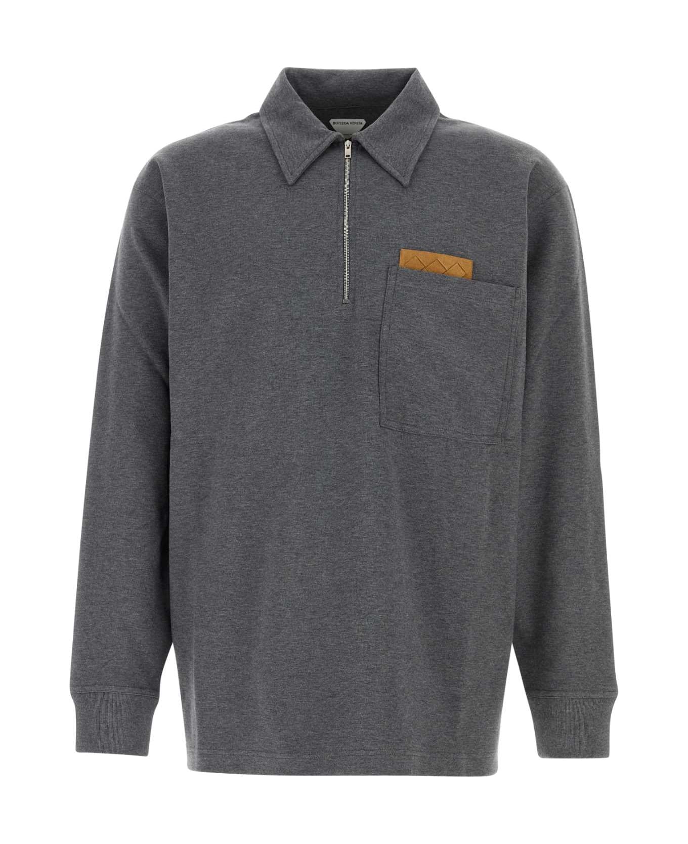 Bottega Veneta Dark Grey Cotton Polo Shirt - DARKGREYMELANGE