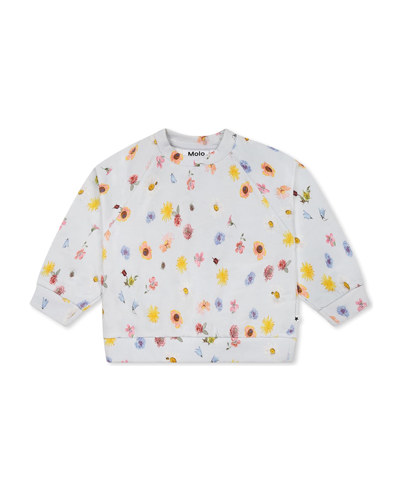 Molo Light Blue Sweatshirt For Baby Girl With Smiley - Light Blue