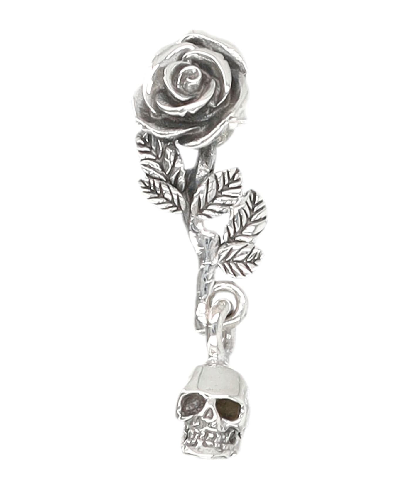 Emanuele Bicocchi Rose And Skull Earring - SILVER