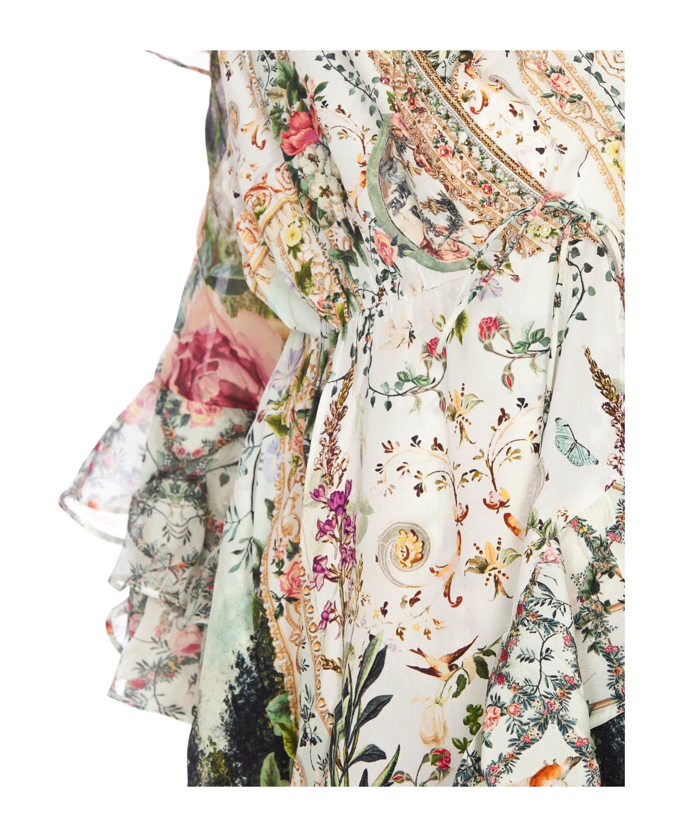 Camilla Short Wrap Dress With Ruffled - MultiColour
