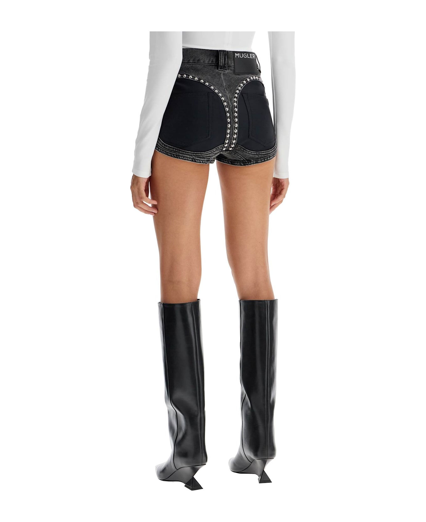 Mugler Shorts In Grey Cotton - WASHED BLACK (Grey)