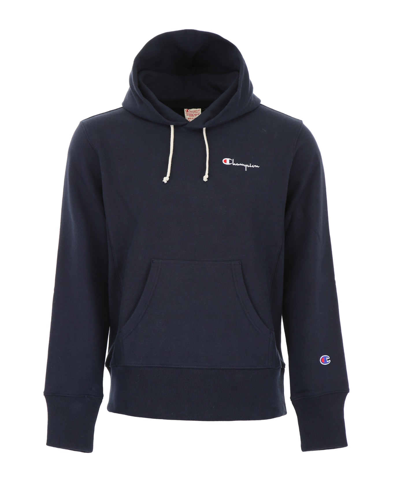 Champion Small Logo Hoodie - NNY NAVY (Blue) フリース