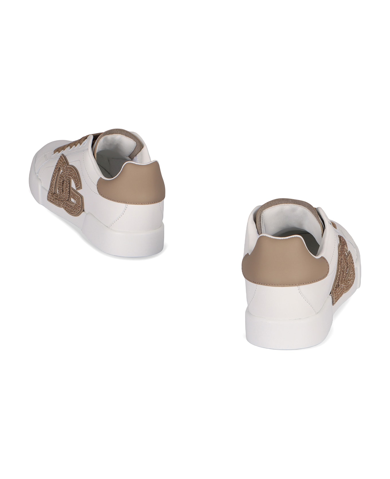 Dolce & Gabbana Portofino Leather Sneakers - White