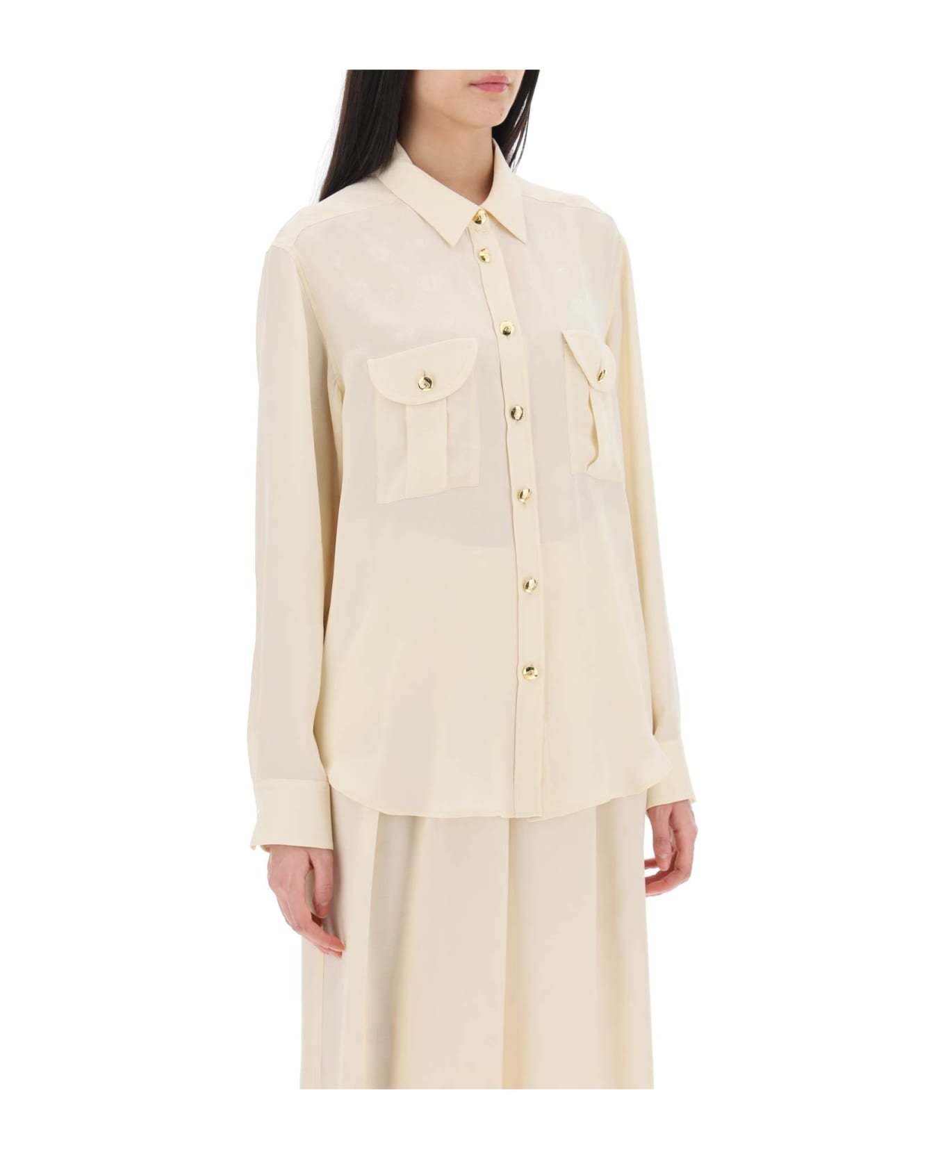 Blazé Milano Faverolles Jacquard Crepe Shirt - BUTTER (White) シャツ