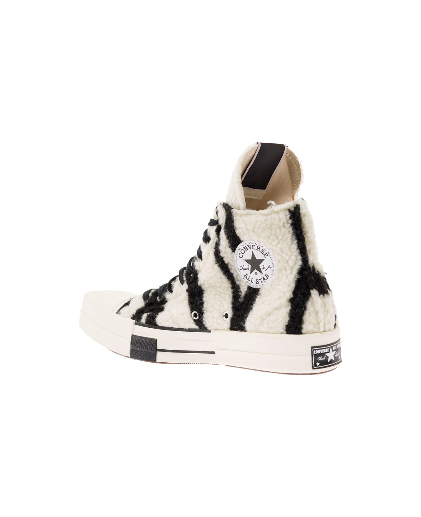 DRKSHDW Black And White Shearling Sneakers In Cotton Woman - Grey