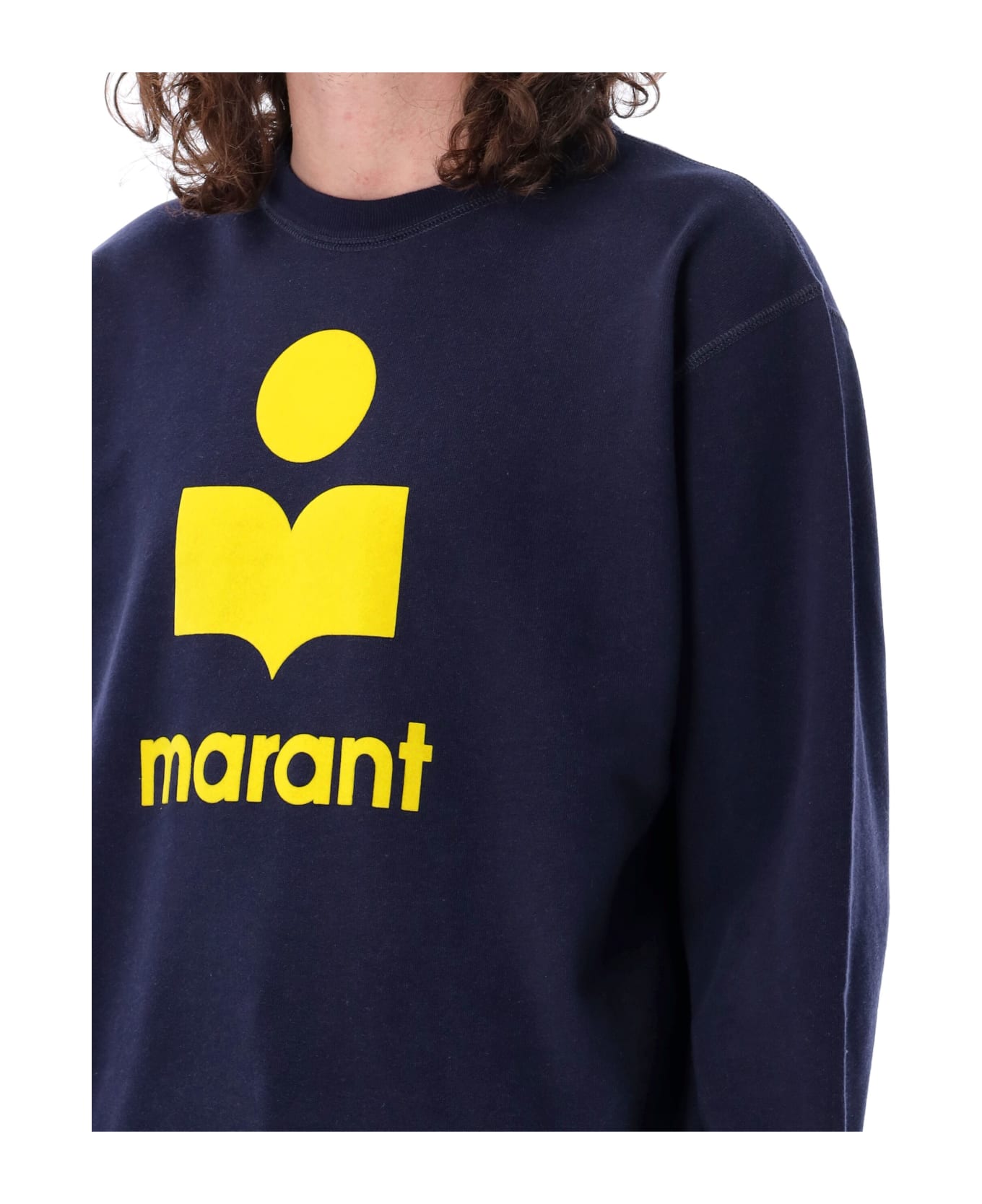 Isabel Marant Logo Flocked Crewneck Sweatshirt - Navy/yellow