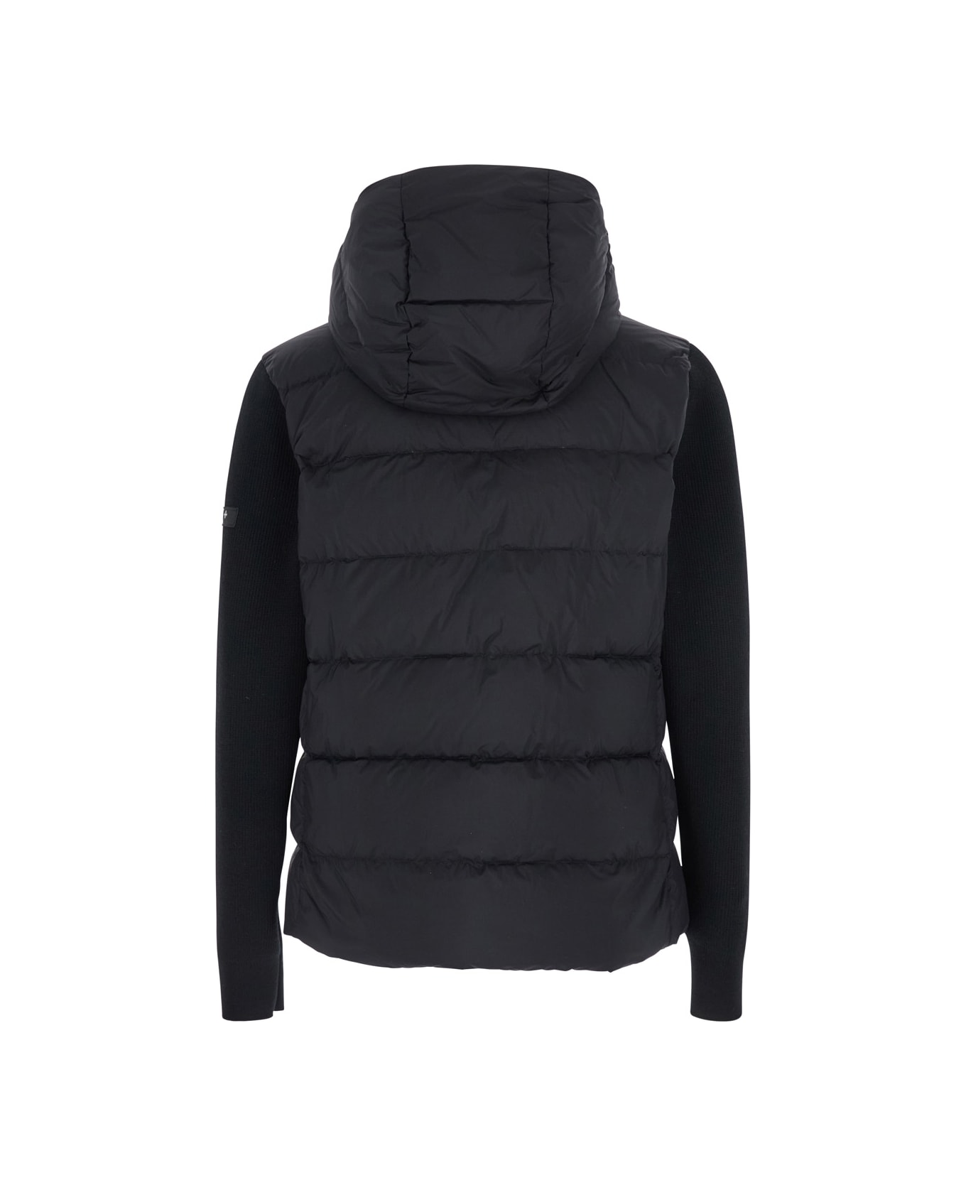 TATRAS 
keitie
 Black Down Jacket With Drawstring Hood And Logo Patch On The Side In Tech Fabric Man - Black