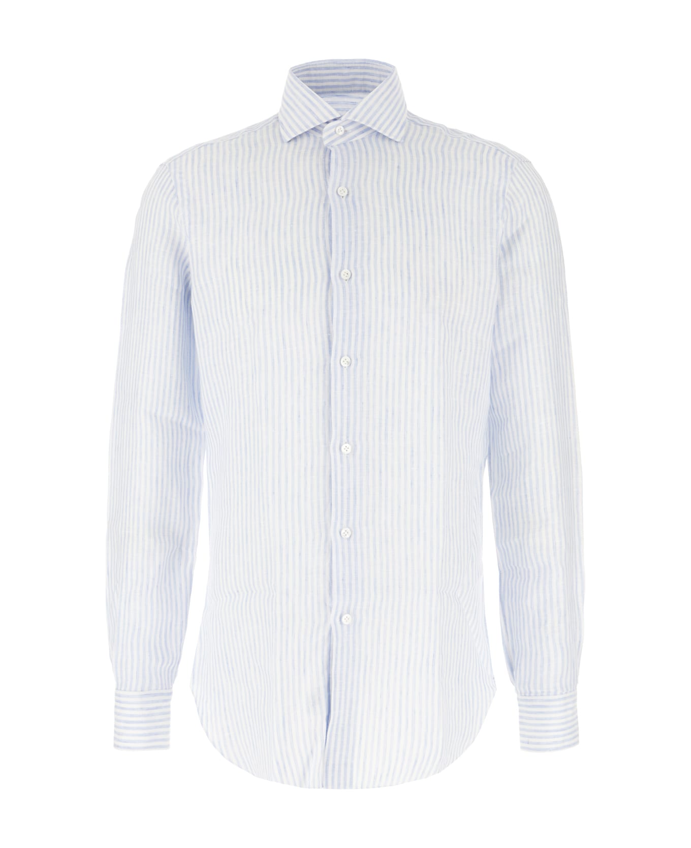 Barba Napoli Printed Linen Shirt - Azzurro