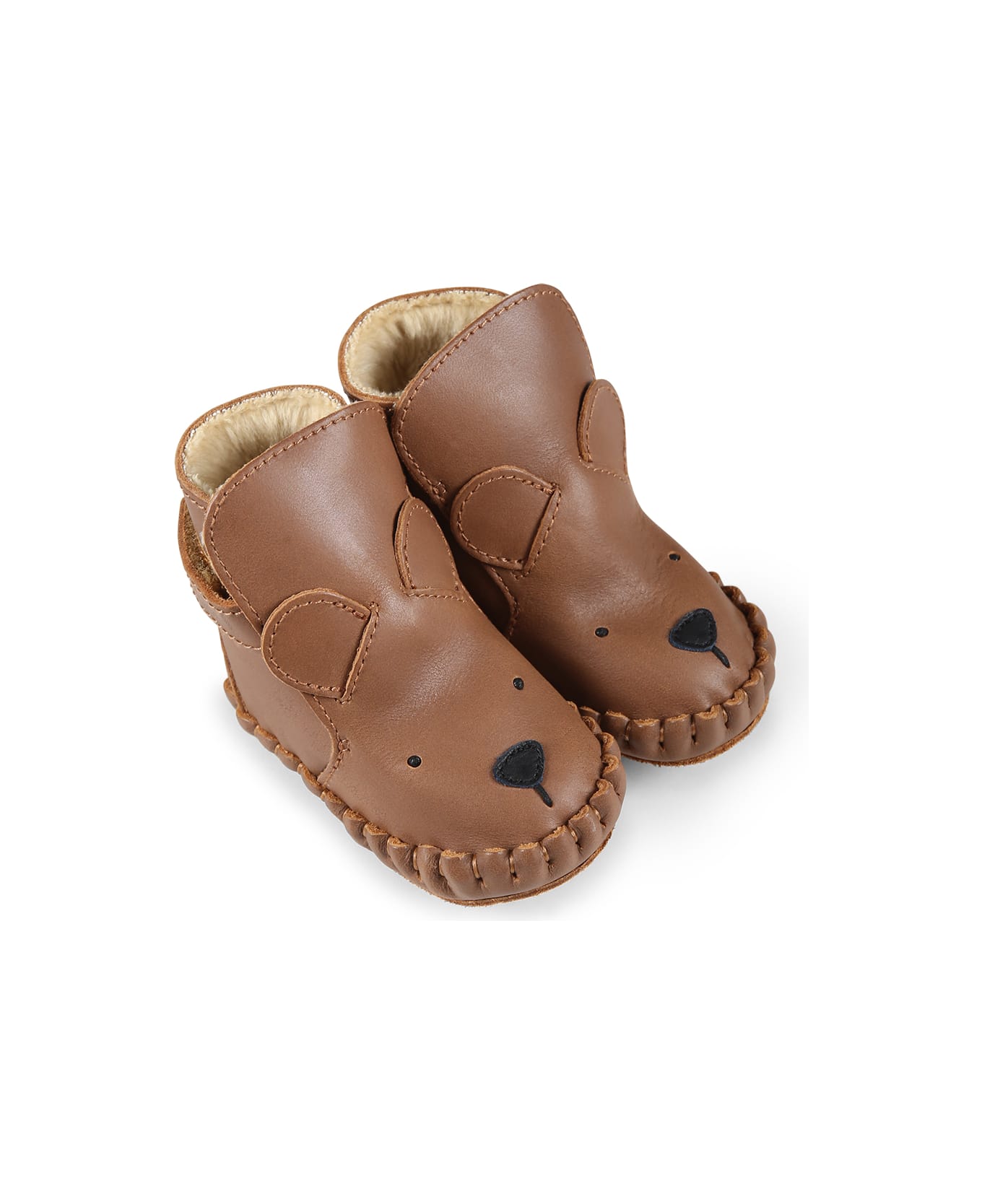 Donsje Brown Ankle Boots For Babykids With Bear - Brown
