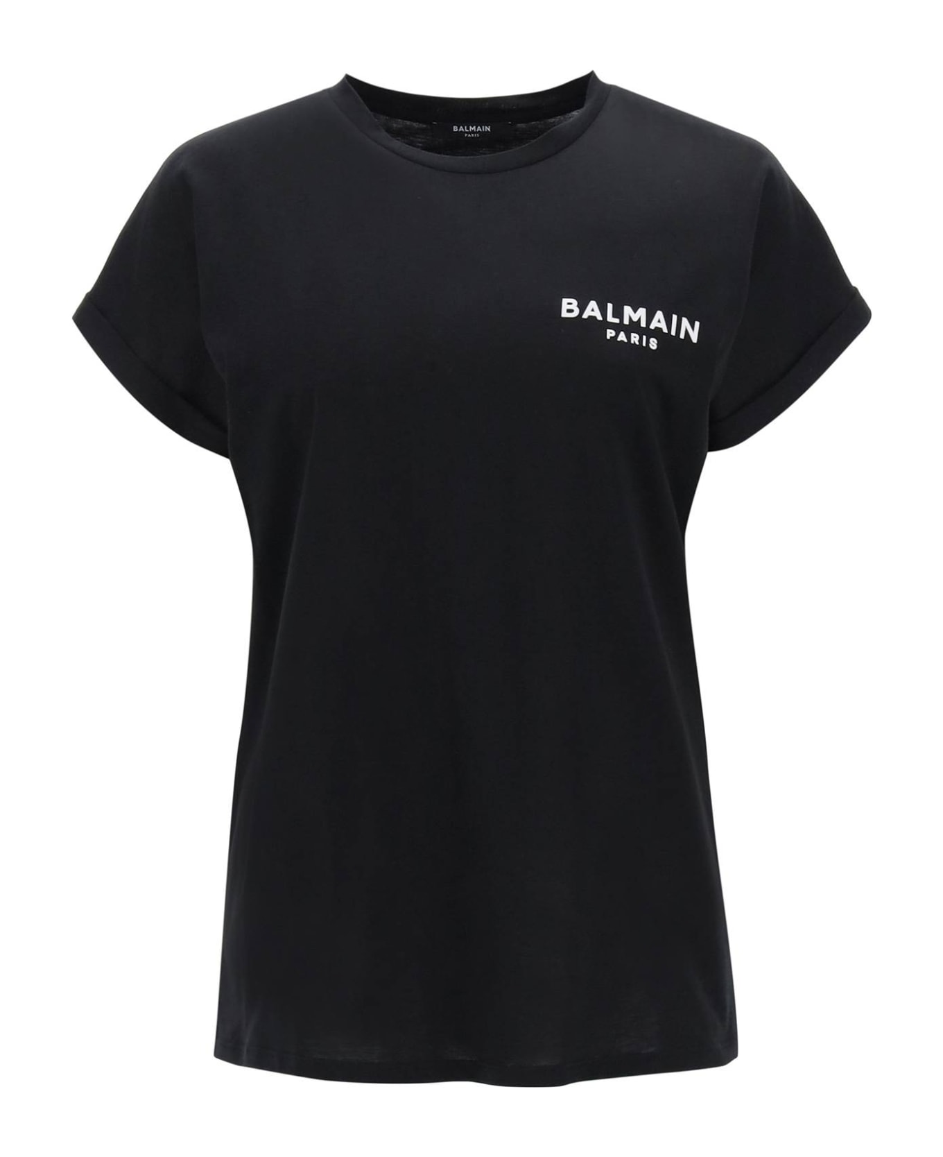 Balmain Flocked Logo T-shirt - Noir/blanc