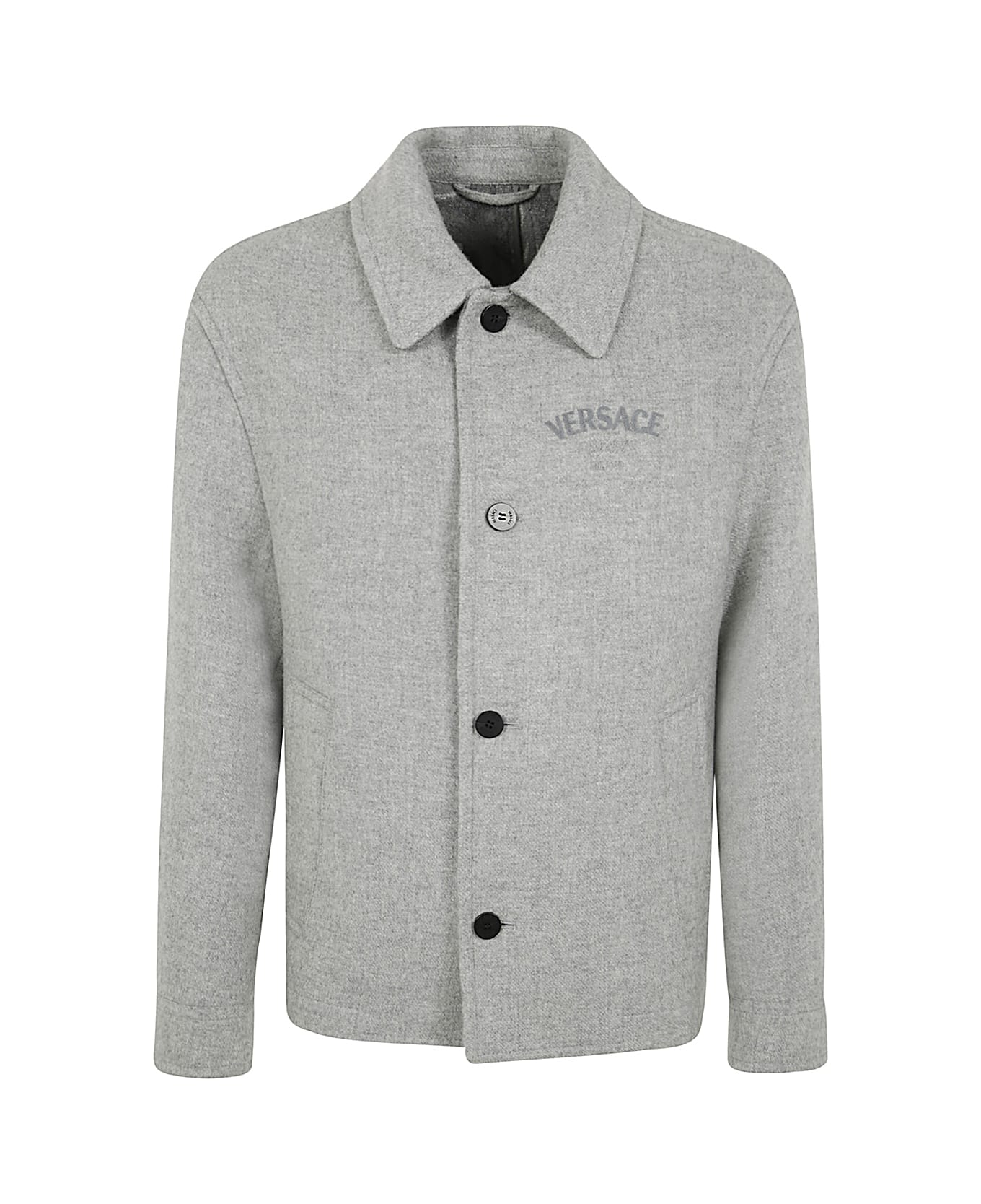 Versace Wool Blend Blouse Jacket - Concrete Melange