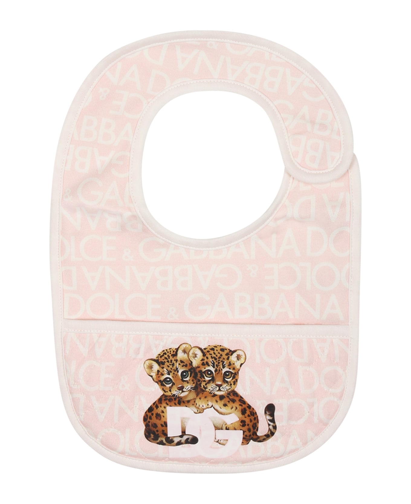 Dolce & Gabbana Pink Set For Baby Girl With Logo And Leoaprds - Pink ボディスーツ＆セットアップ