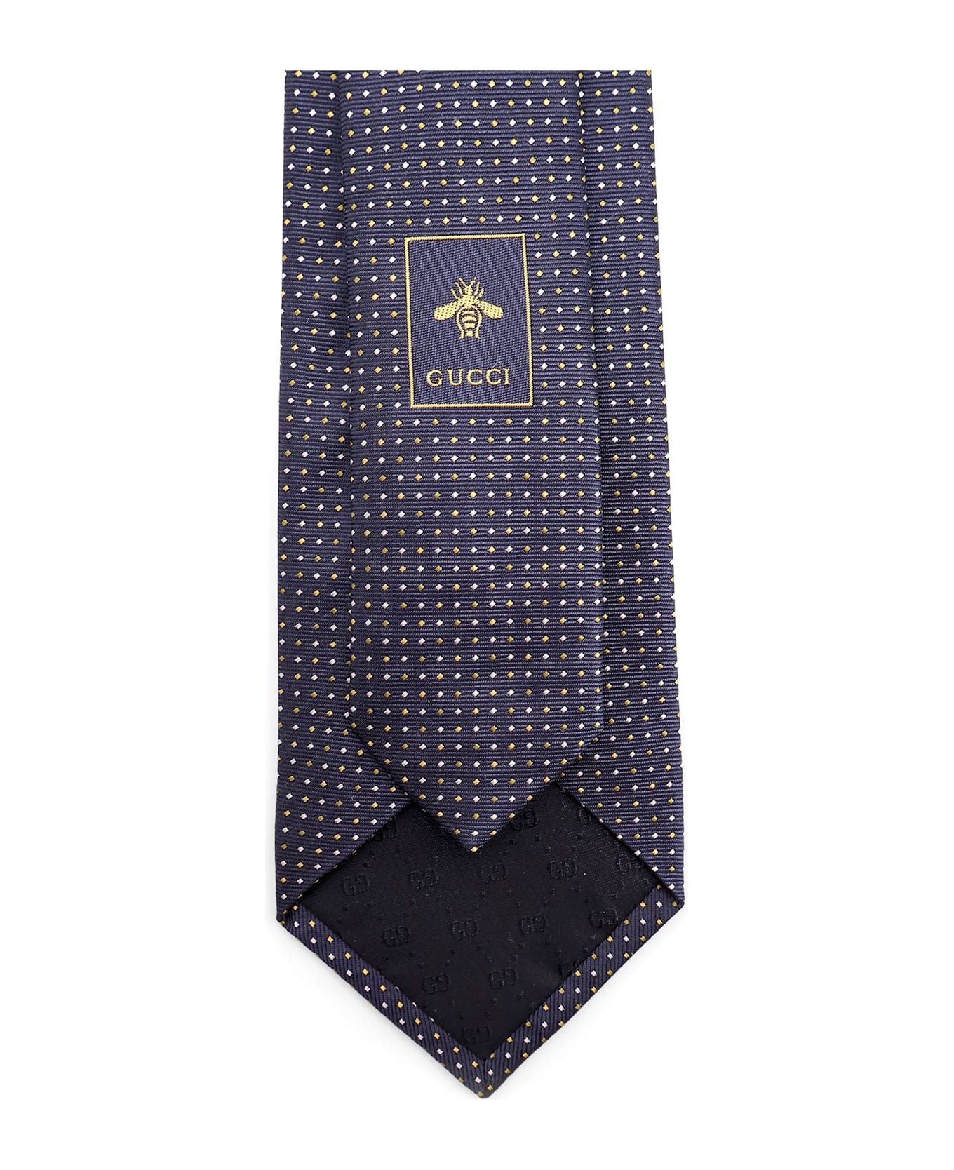 Gucci Silk Tie With Gudots Motif - Blue