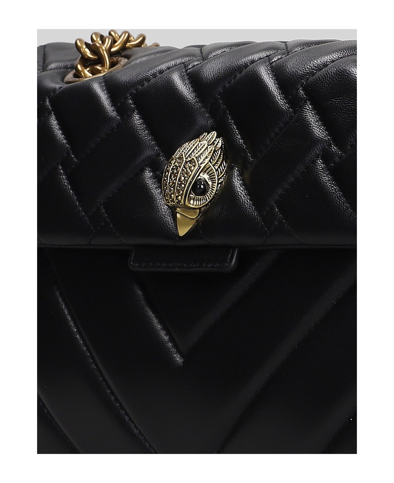 Kurt Geiger Leather Kensington X Shoulder Bag In Black Leather - black